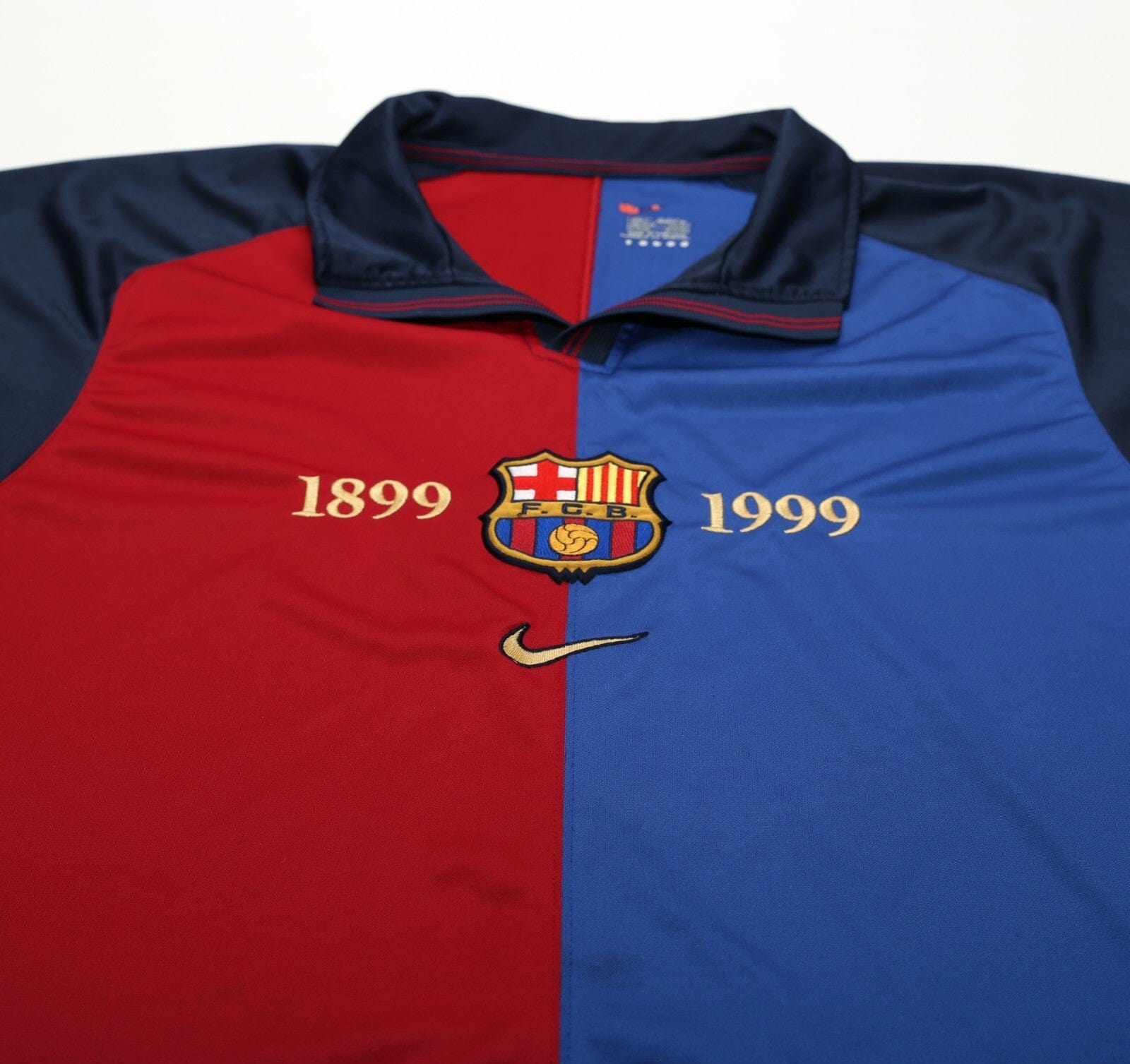 1999/00 GUARDIOLA #4 Barcelona Vintage Nike Centenary Home Football Shirt (L)