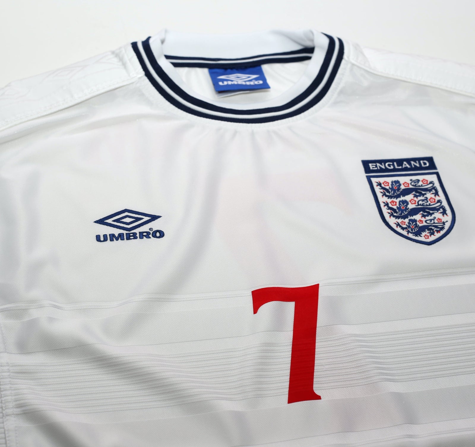 1999/01 BECKHAM #7 England Vintage Umbro Home Football Shirt (XL) Euro 2000