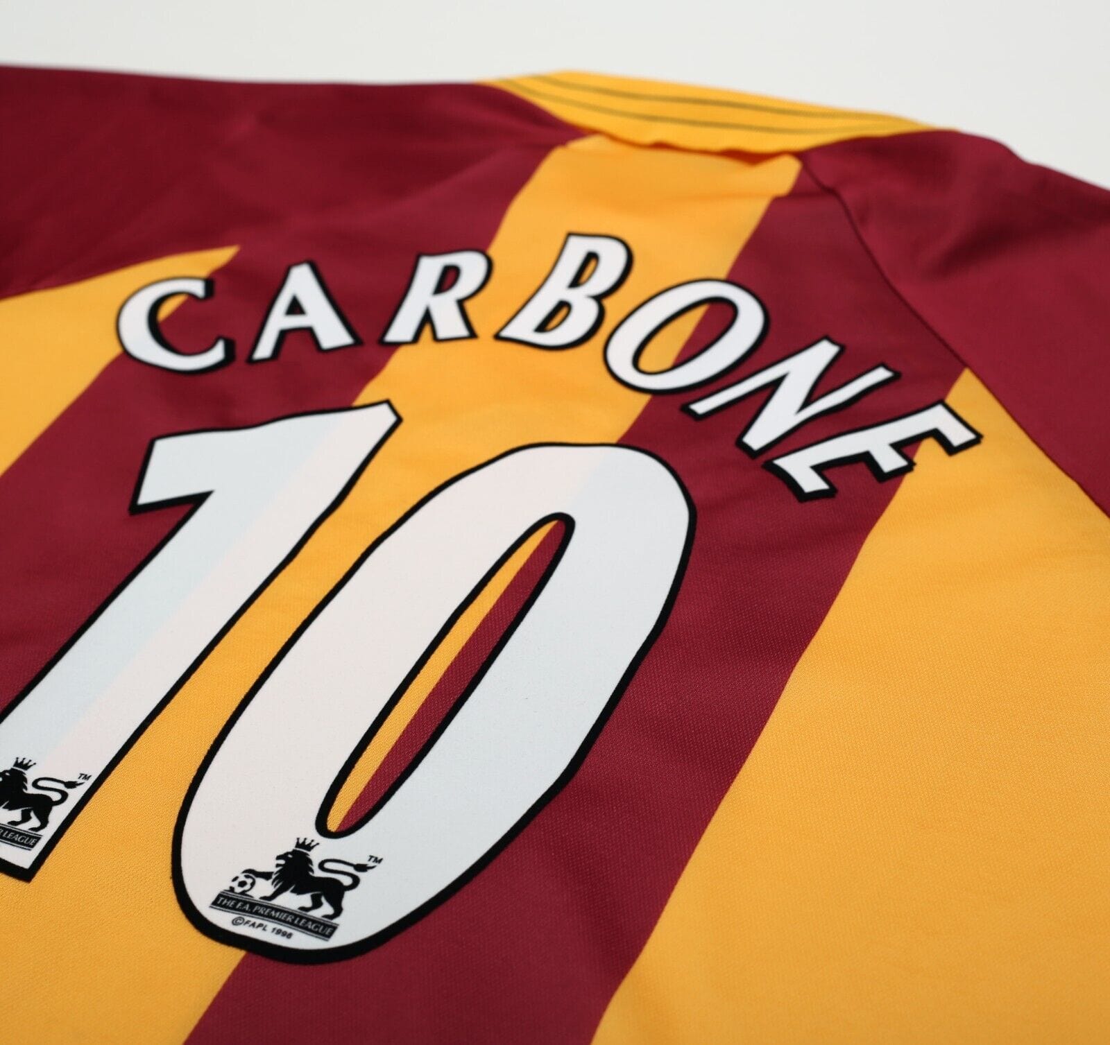 1999/01 CARBONE #10 Bradford City Vintage Asics Home Football Shirt (XL)