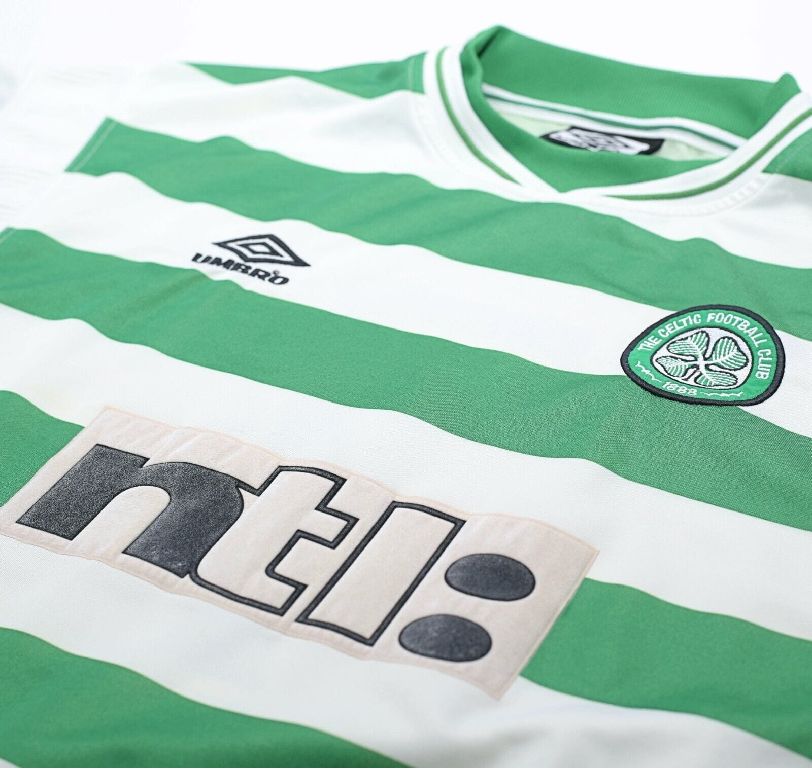 1999/01 LARSSON #7 Celtic Vintage Umbro European Home Football Shirt (XL)