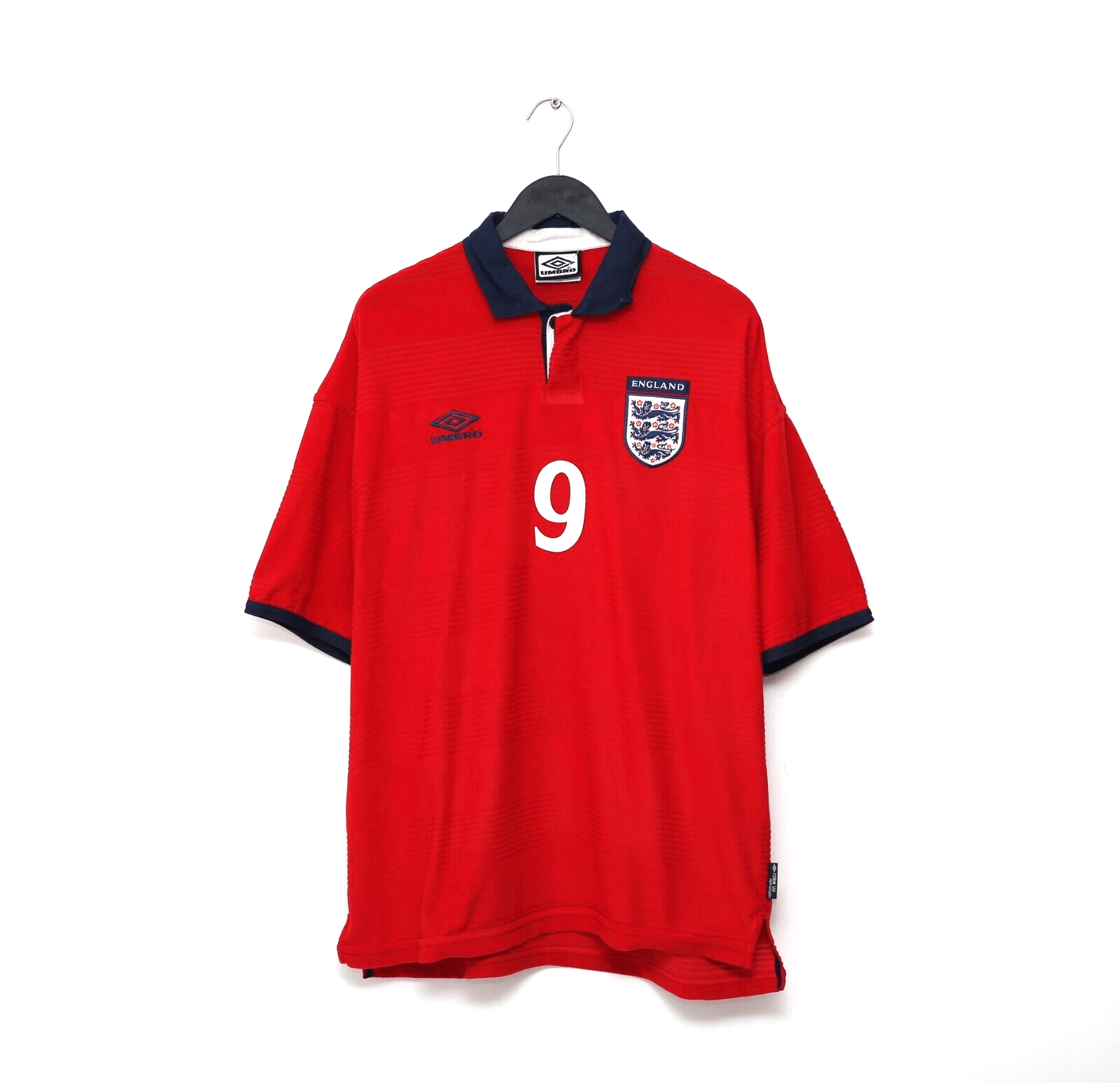 1999/01 SHEARER #9 England Vintage Umbro Away Football Shirt (XL) Euro 2000