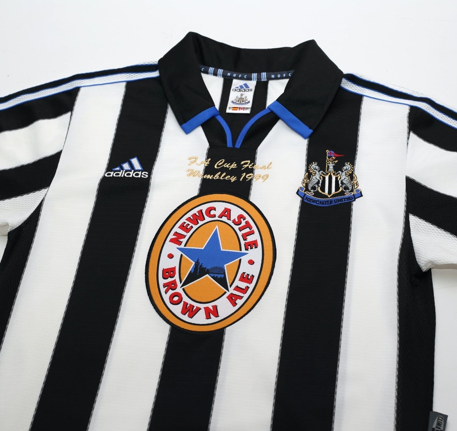1999 SHEARER #9 Newcastle United Vintage adidas FA Cup Final Football Shirt (S)