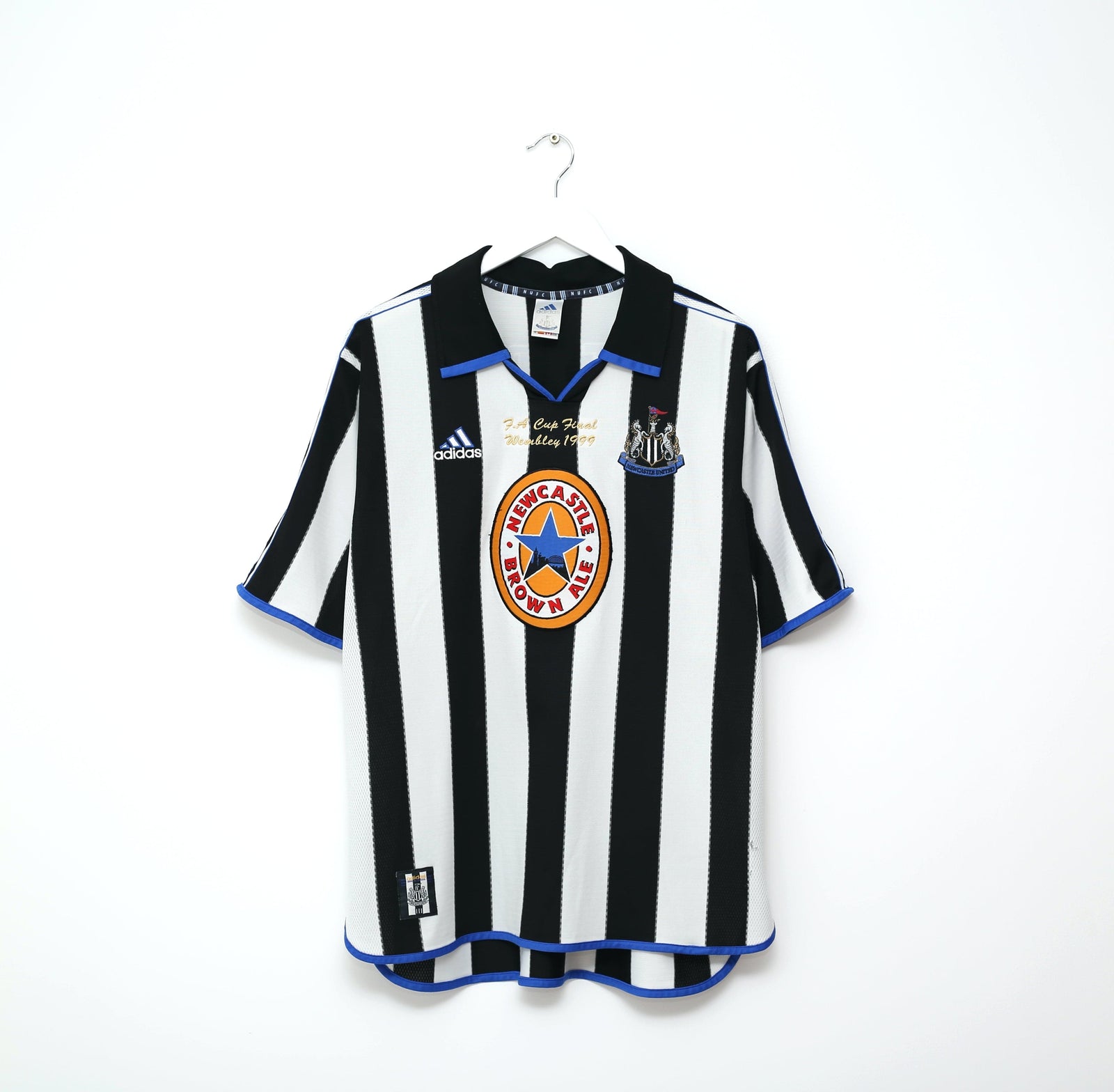 1999 SHEARER #9 Newcastle United Vintage adidas FA CUP FINAL Football Shirt (XL)