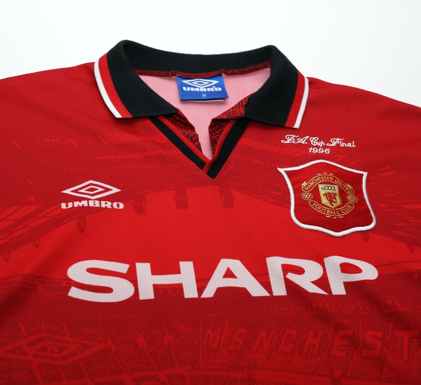 19996 CANTONA #7 Manchester United Vintage Umbro FA CUP FINAL Football Shirt (M)