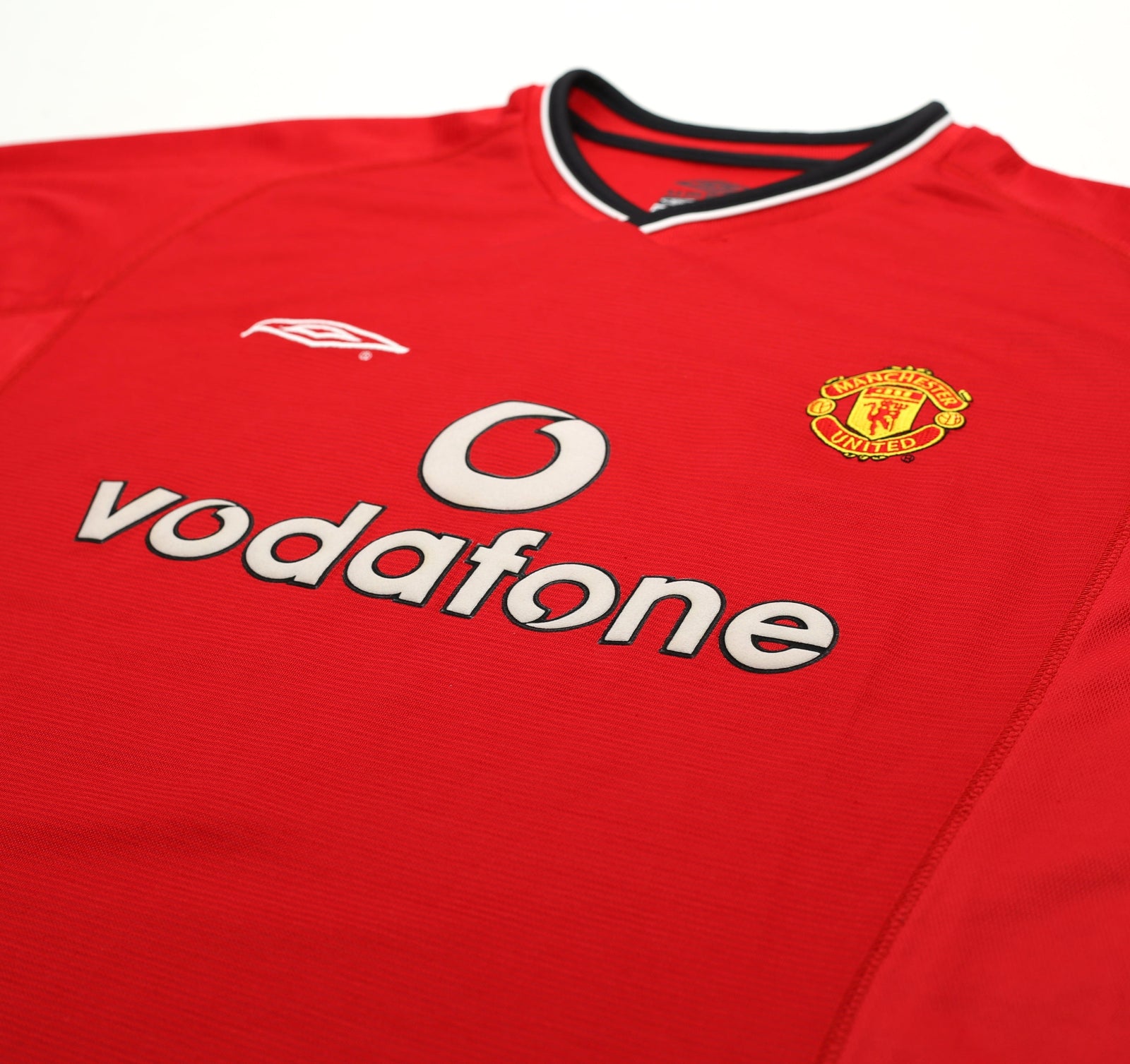 2000/02 BECKHAM #7 Manchester United Vintage Umbro European Home Football Shirt (L)