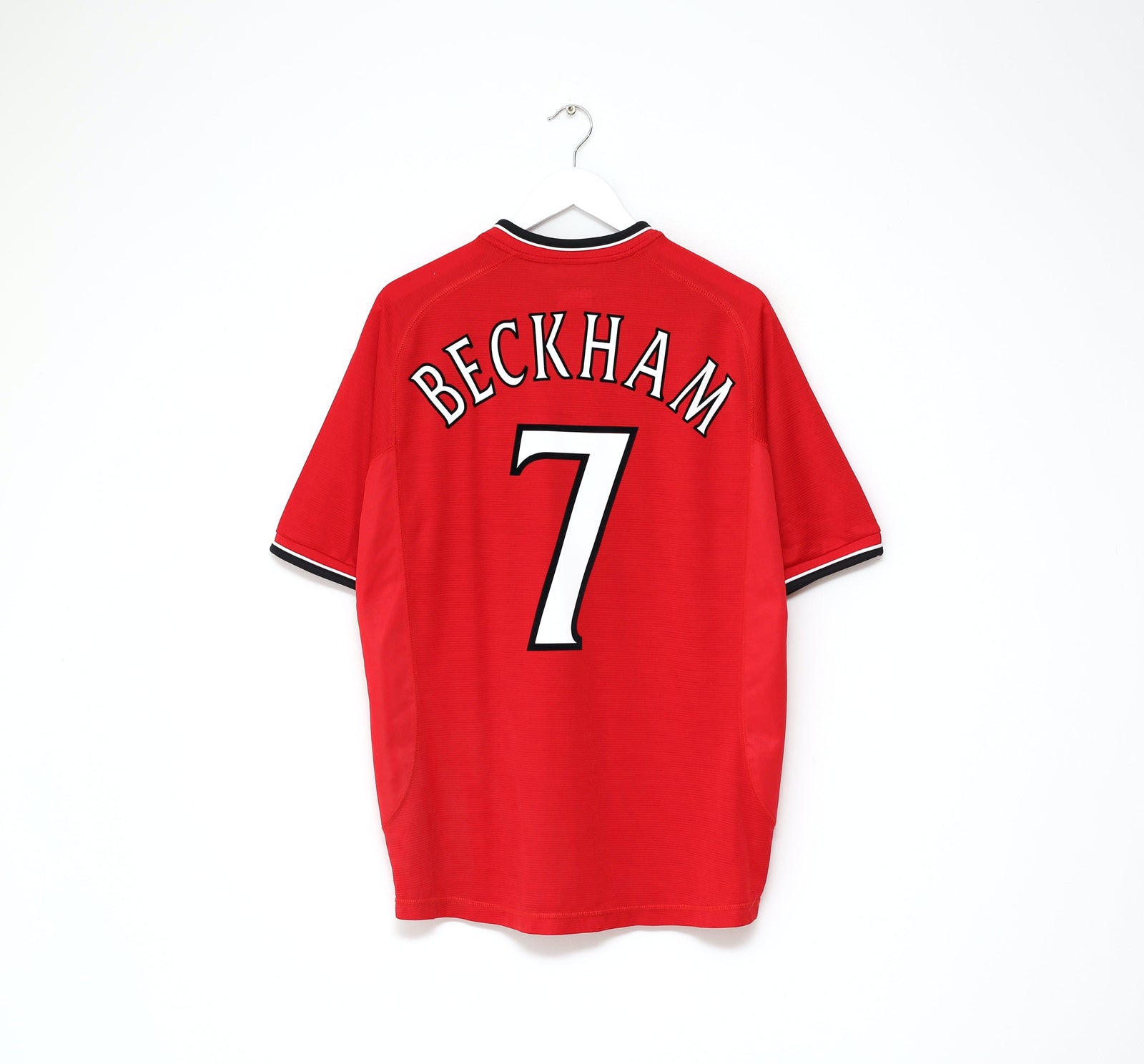 2000/02 BECKHAM #7 Manchester United Vintage Umbro European Home Football Shirt (L)
