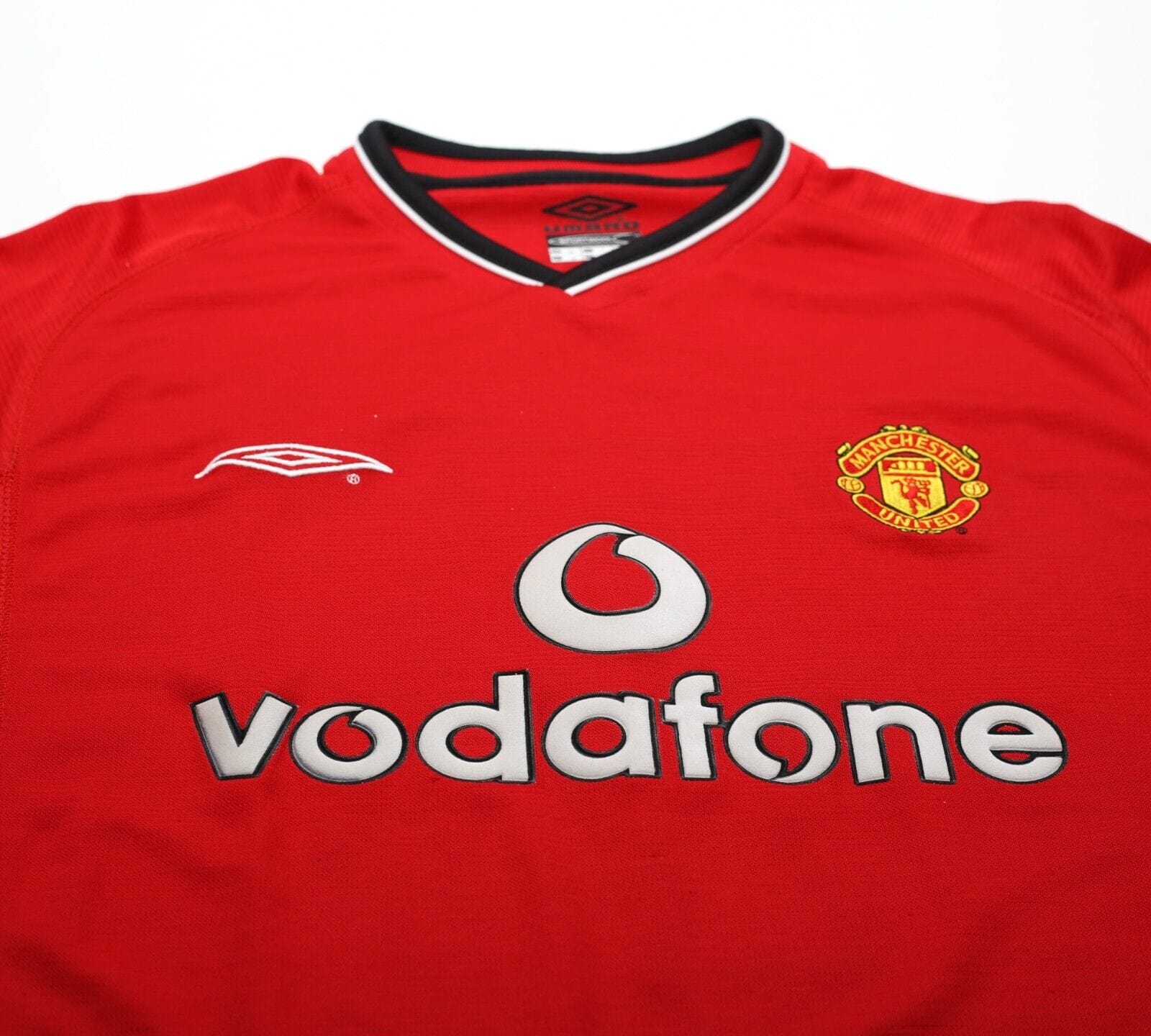 2000/02 BECKHAM #7 Manchester United Vintage Umbro UCL Home Football Shirt (L)