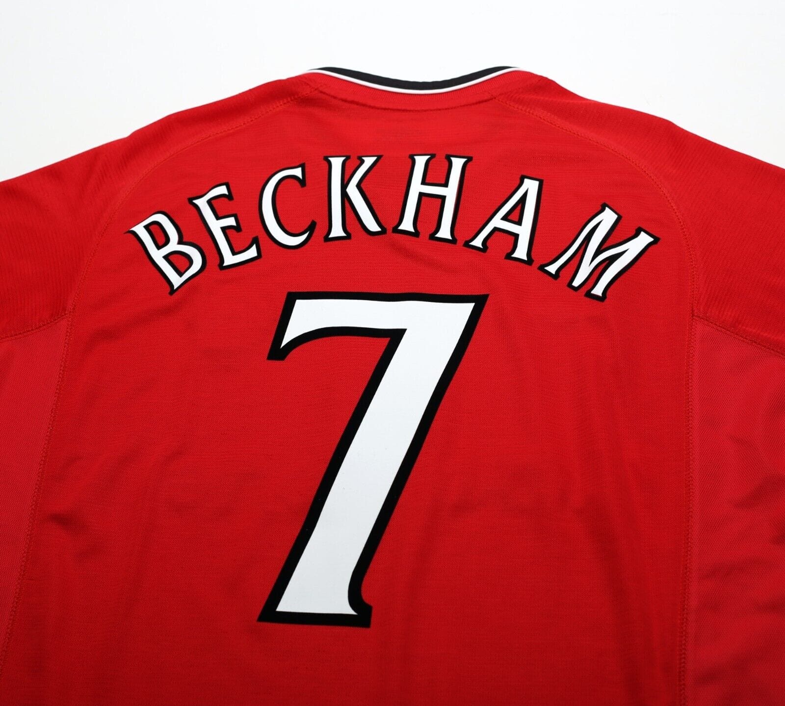 2000/02 BECKHAM #7 Manchester United Vintage Umbro UCL Home Football Shirt (L)