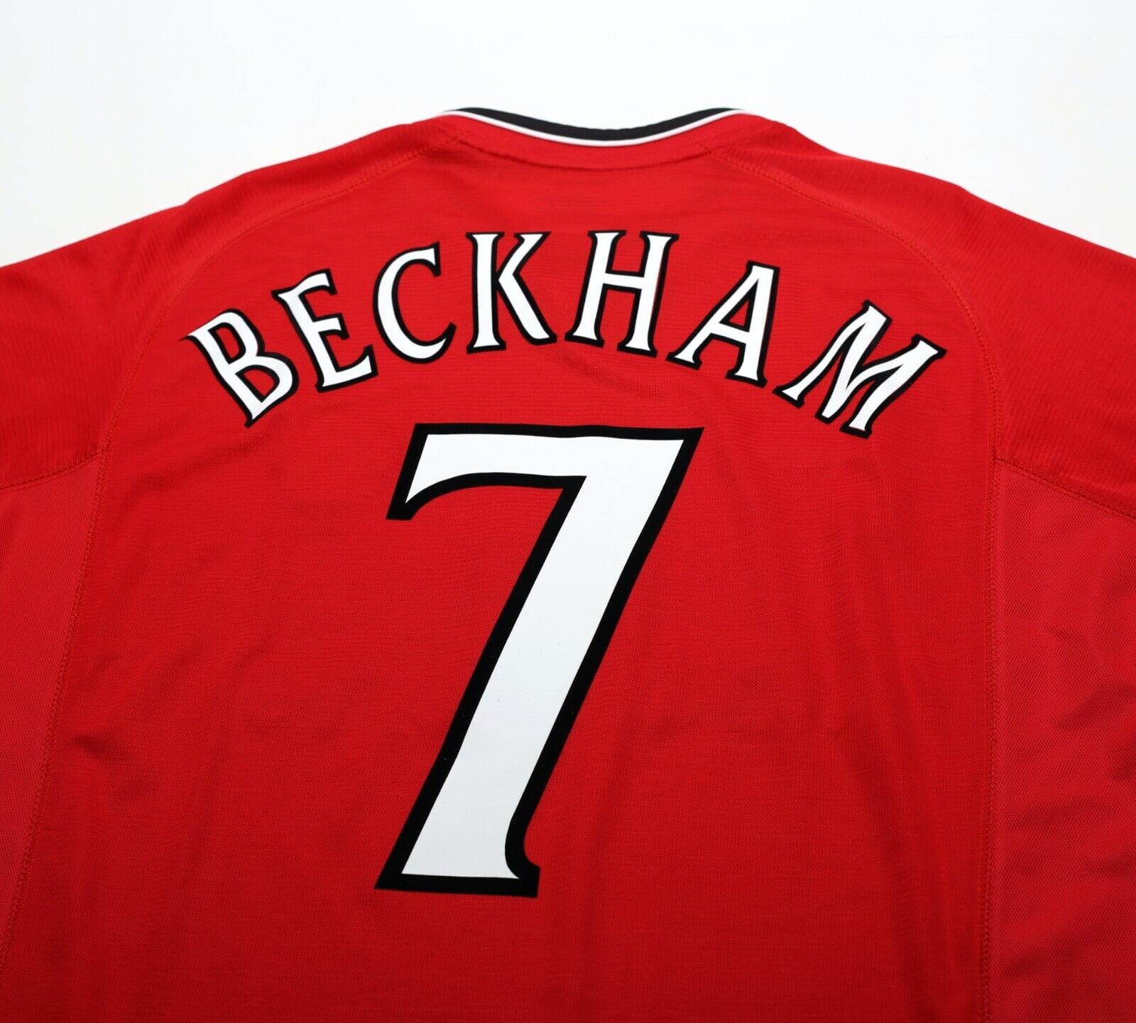 2000/02 BECKHAM #7 Manchester United Vintage Umbro UCL Home Football Shirt (L)