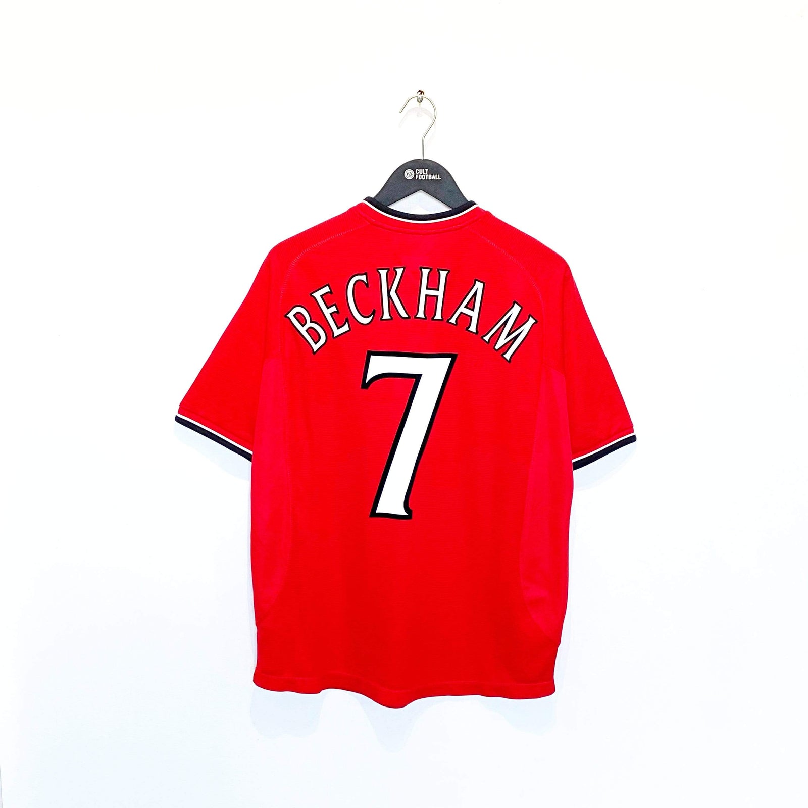 2000/02 BECKHAM #7 Manchester United Vintage Umbro UCL Home Football Shirt (M)