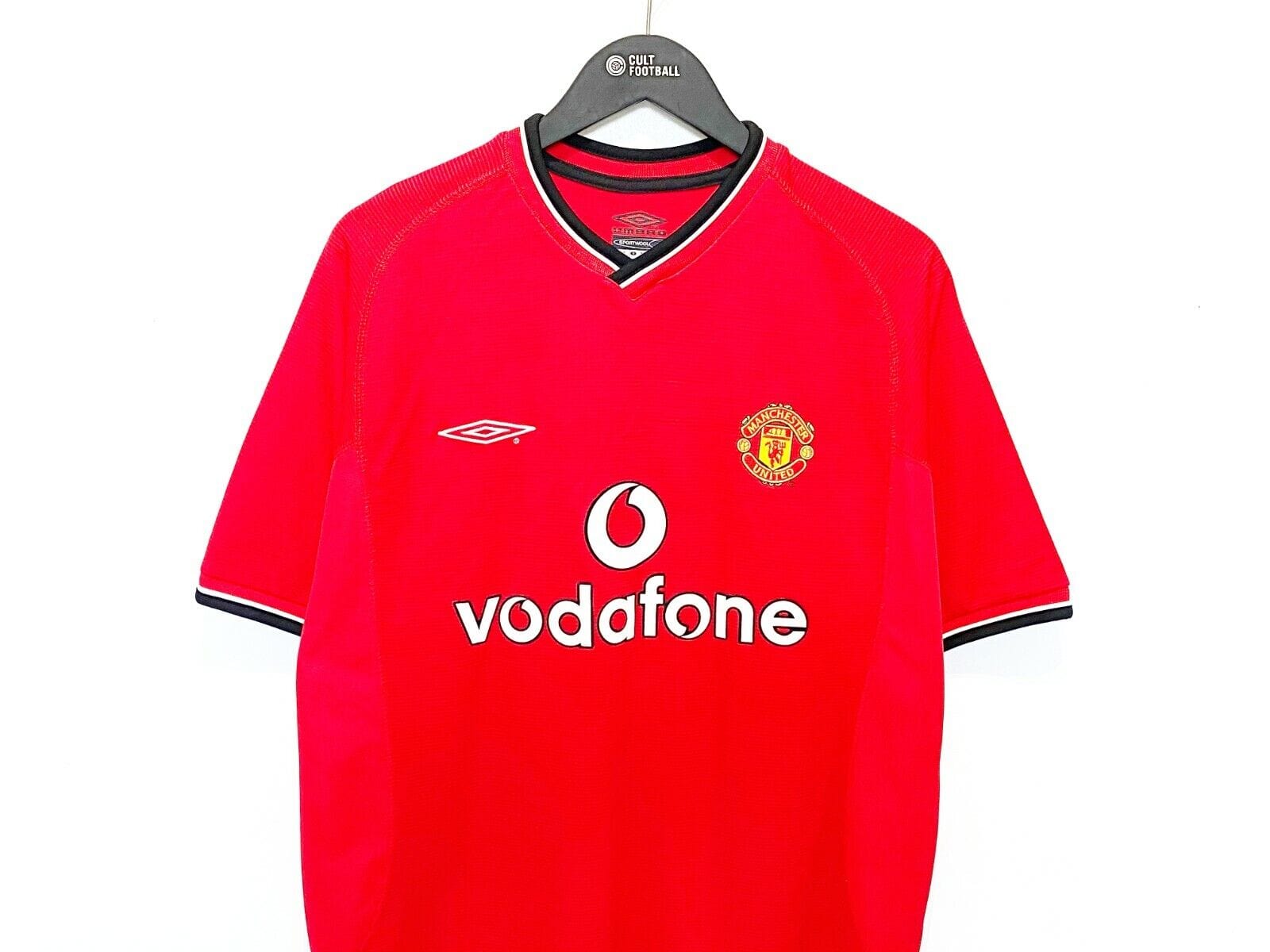 2000/02 BECKHAM #7 Manchester United Vintage Umbro UCL Home Football Shirt (M)
