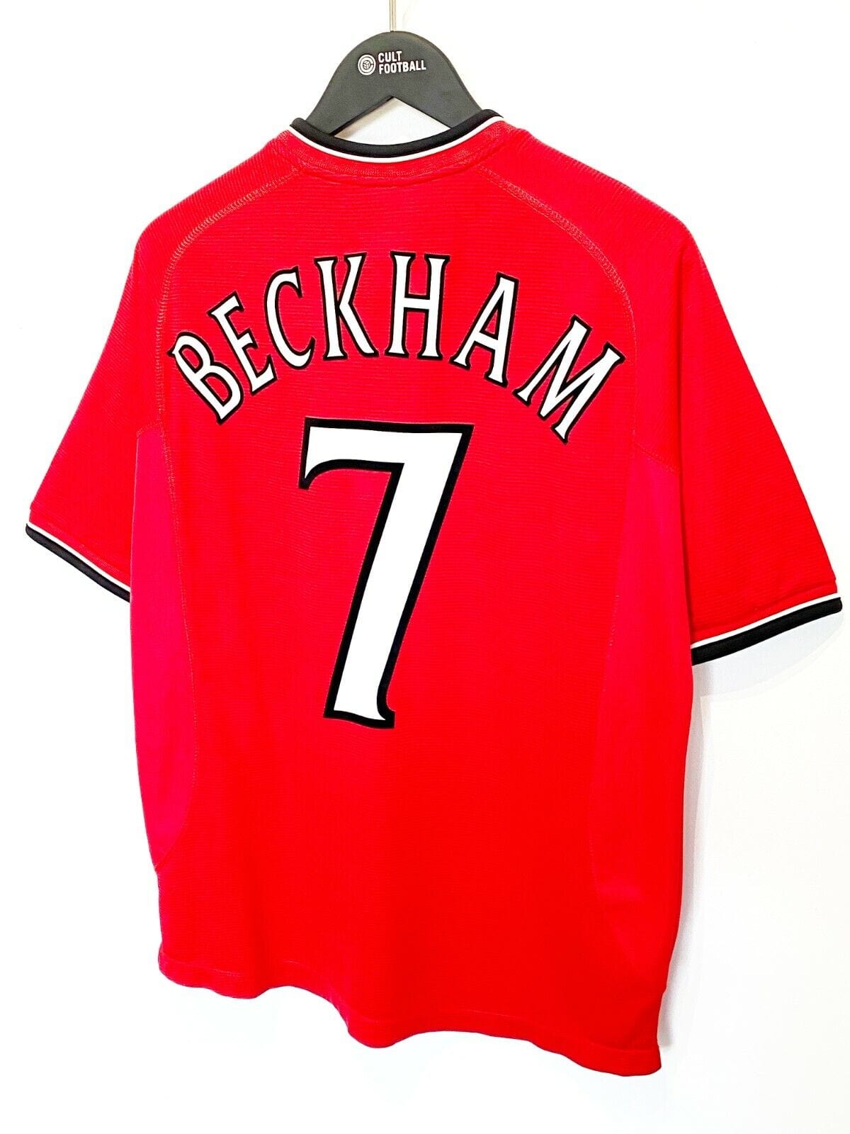 2000/02 BECKHAM #7 Manchester United Vintage Umbro UCL Home Football Shirt (M)