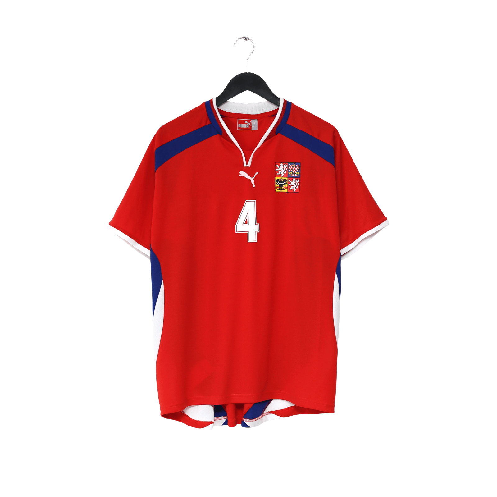 2000/02 NEDVED #4 Czech Republic Vintage PUMA Home Football Shirt (L) Euro 2000