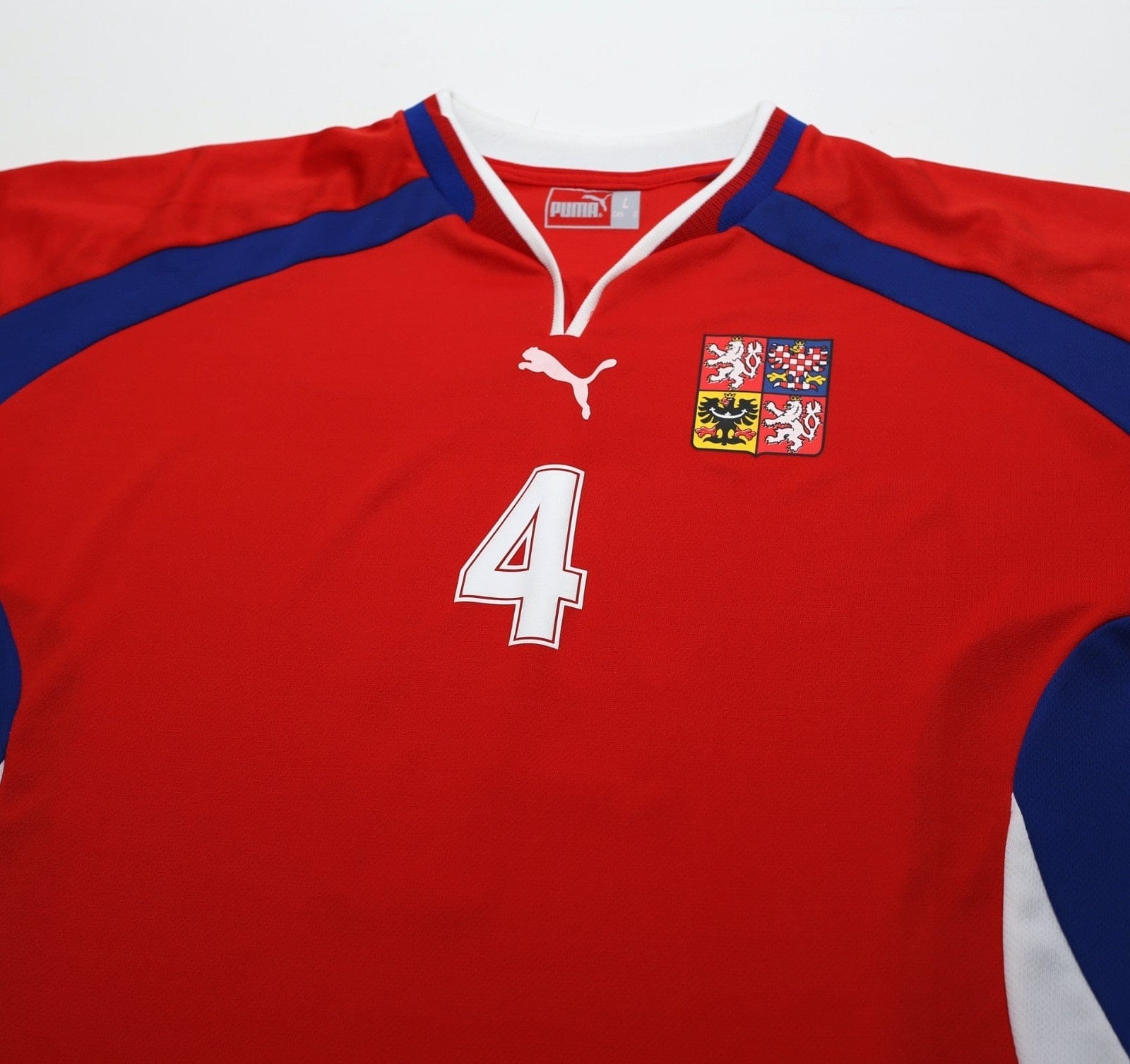 2000/02 NEDVED #4 Czech Republic Vintage PUMA Home Football Shirt (L) Euro 2000
