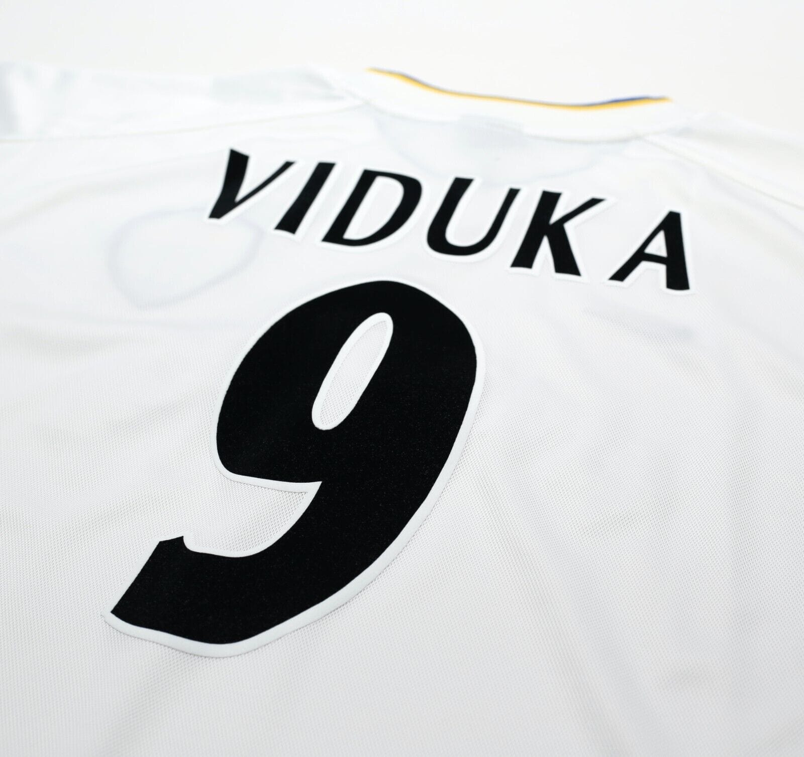 2000/02 VIDUKA #9 Leeds United Vintage Nike Home UCL Football Shirt Jersey (M)