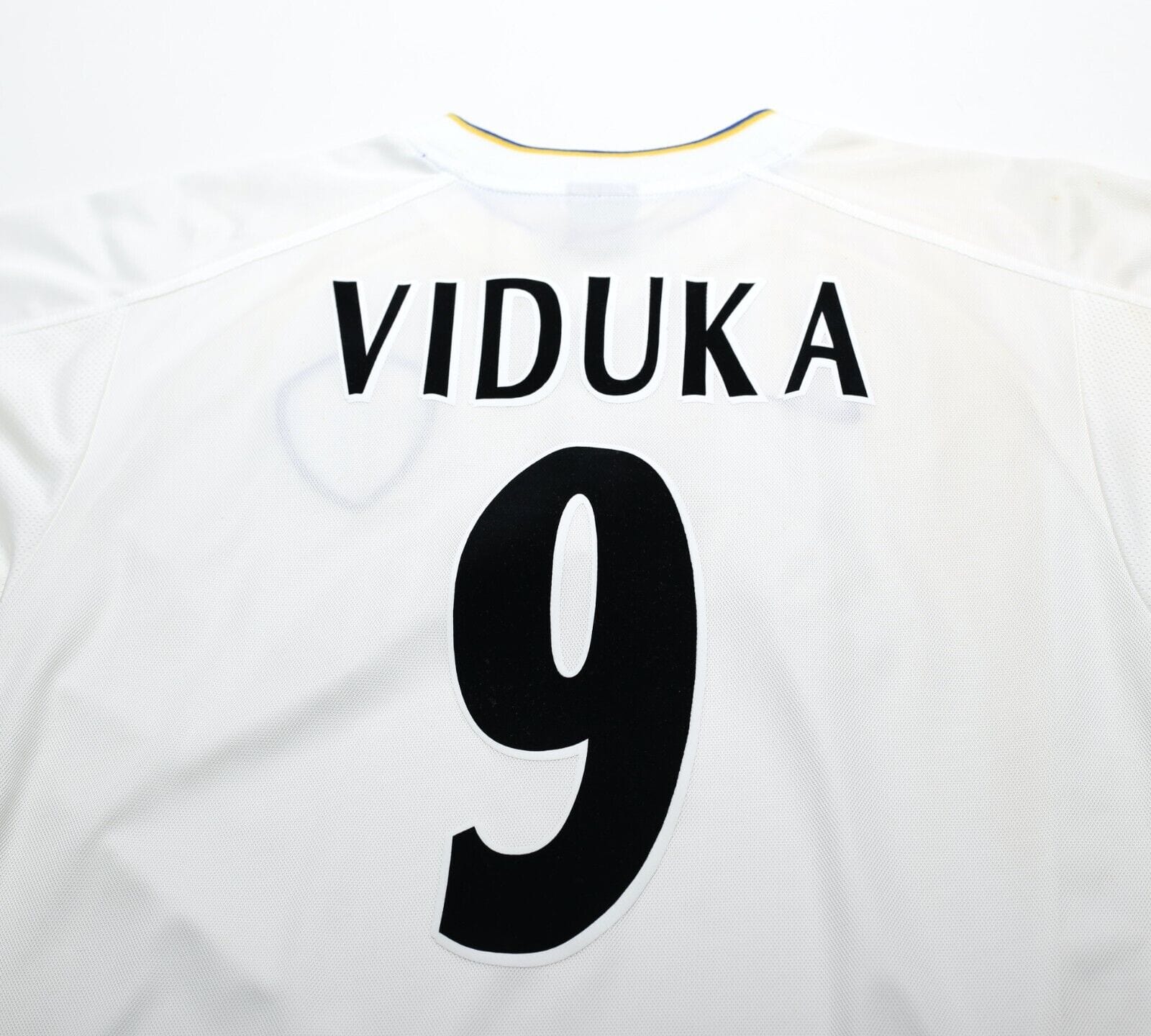 2000/02 VIDUKA #9 Leeds United Vintage Nike Home UCL Football Shirt Jersey (S/M)