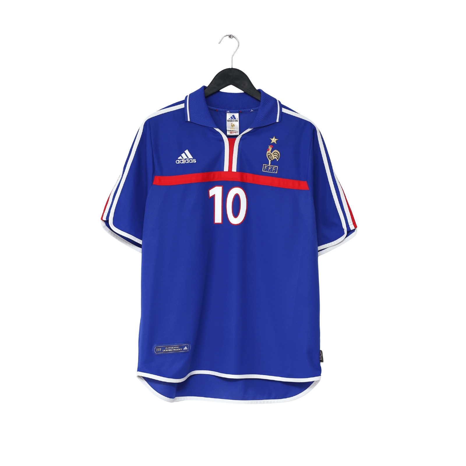 2000/02 ZIDANE #10 France Vintage adidas Home Football Shirt (L) Euro 2000