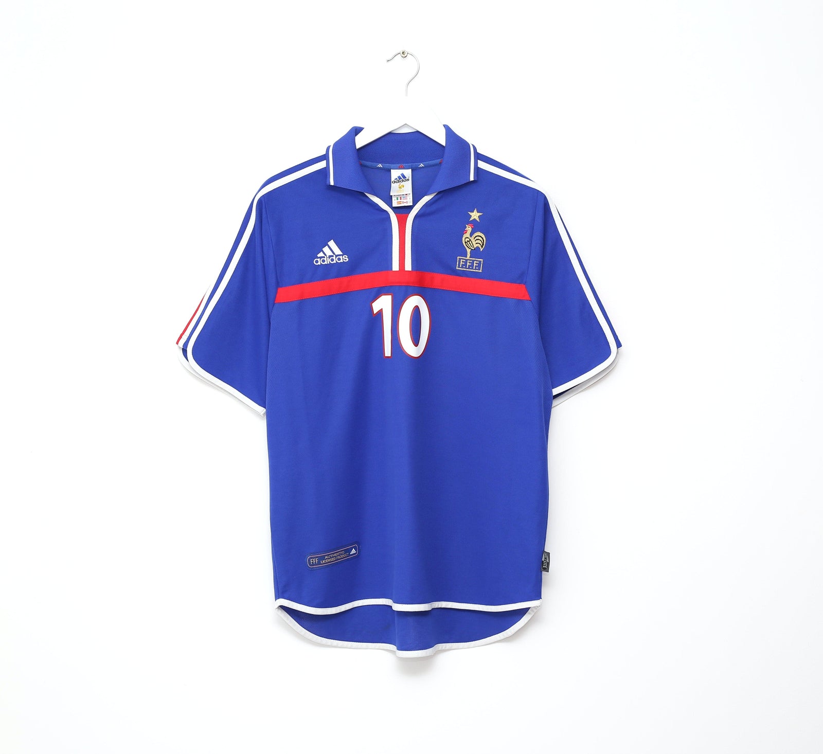 2000/02 ZIDANE #10 France Vintage adidas Home Football Shirt (M)