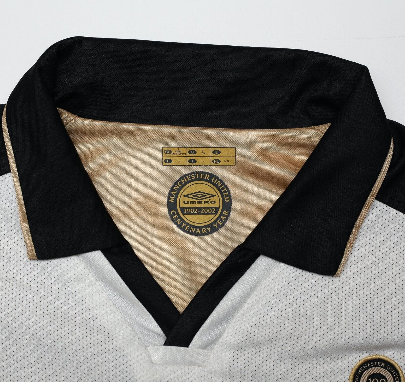 2001/02 BECKHAM #7 Manchester United Umbro Centenary Away Football Shirt (L)