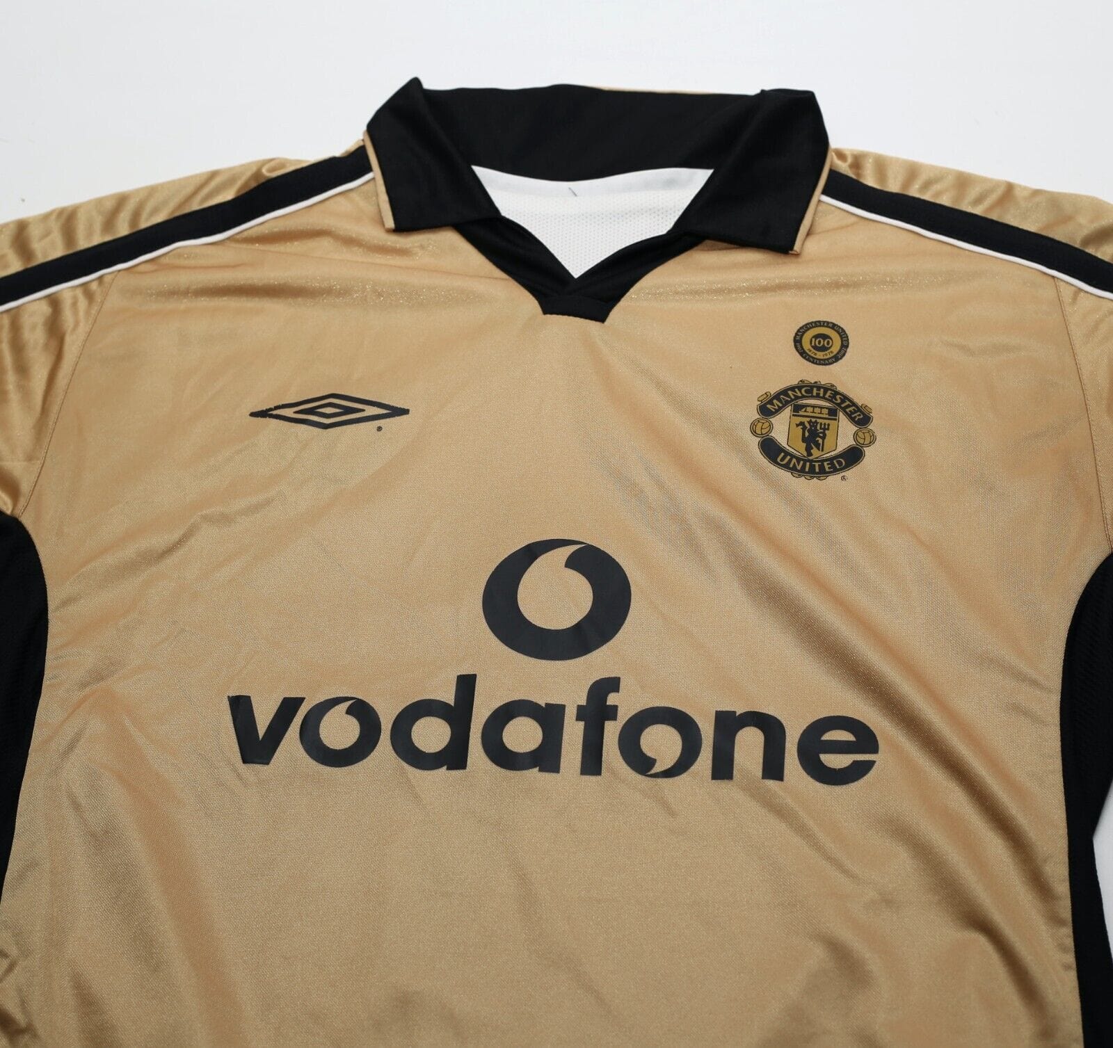 2001/02 BECKHAM #7 Manchester United Umbro Centenary Away Football Shirt (L)