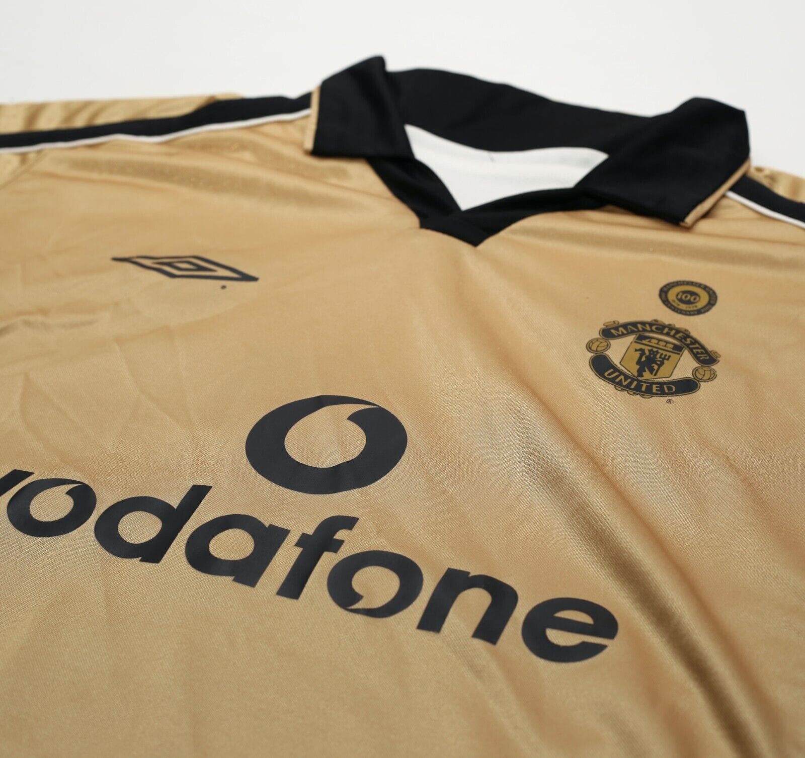 2001/02 BECKHAM #7 Manchester United Umbro Centenary Away Football Shirt (L)