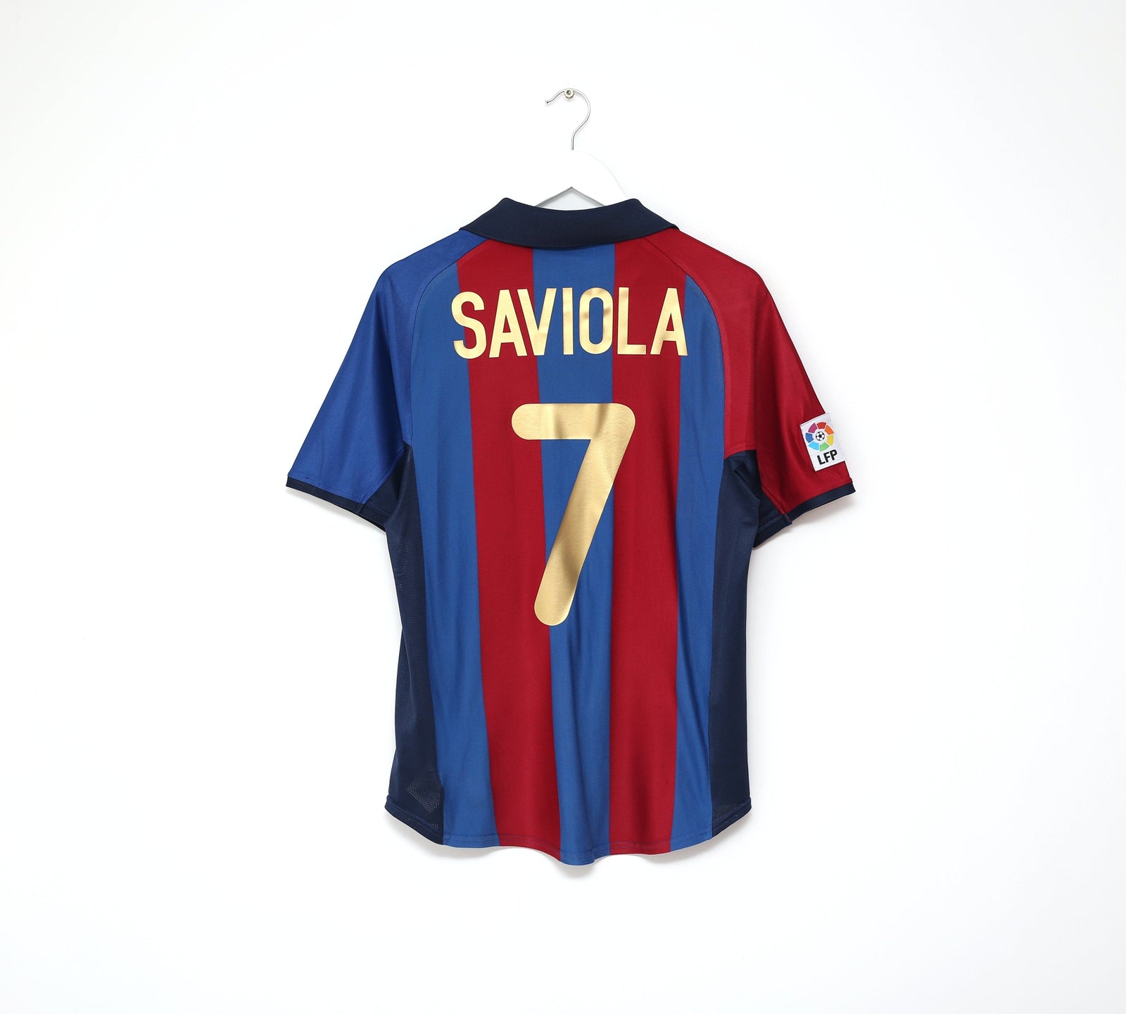 2001/02 SAVIOLA #7 Barcelona Vintage Nike Home Football Shirt (S)