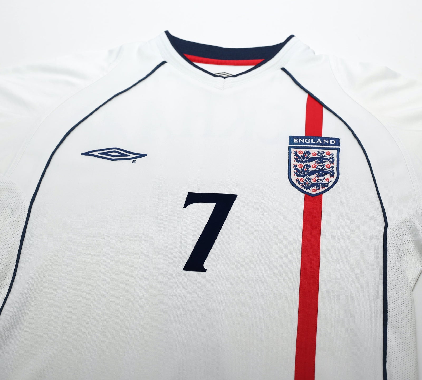 2001/03 BECKHAM #7 England Vintage Umbro Home Football Shirt (S)