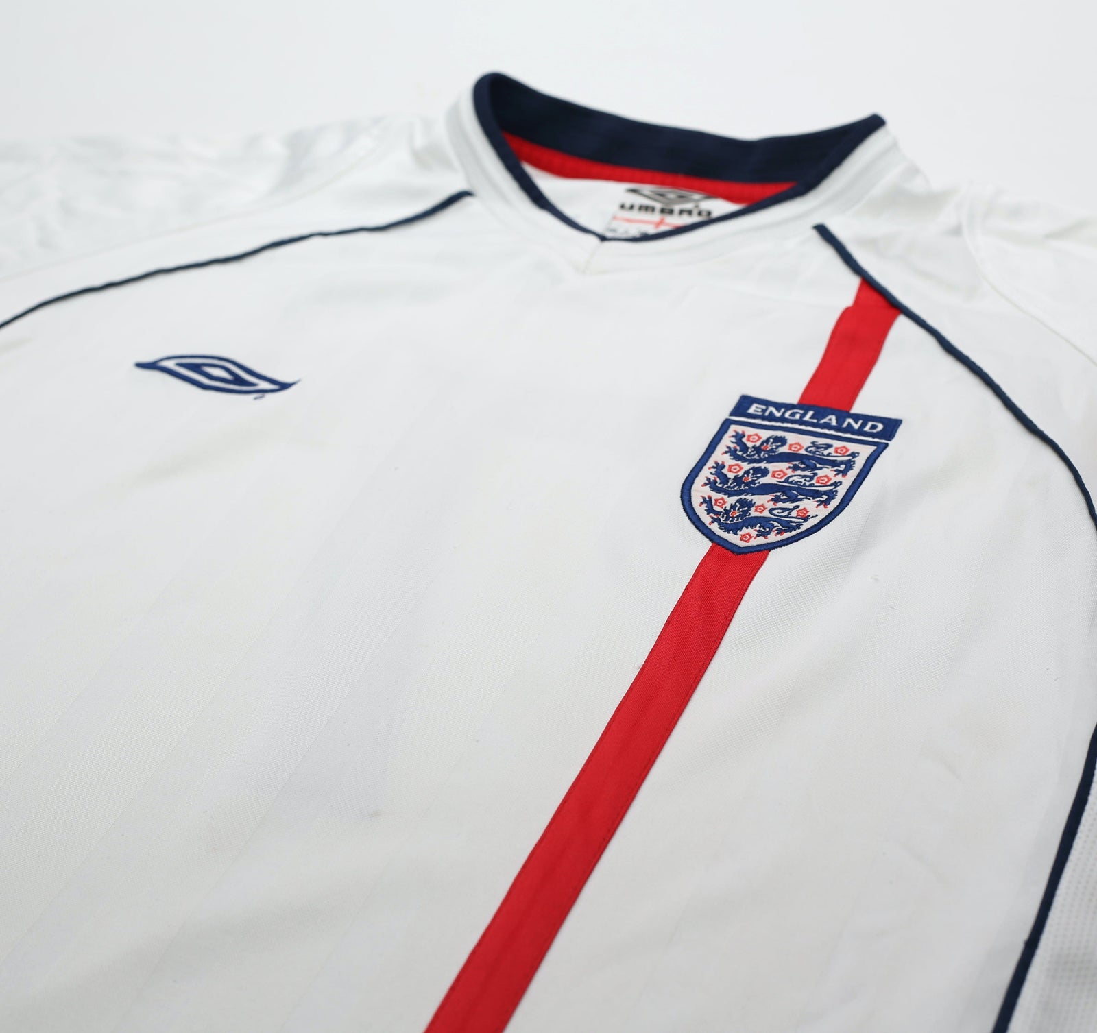 2001/03 BECKHAM #7 England Vintage Umbro Home Football Shirt (XL) 2002 WC
