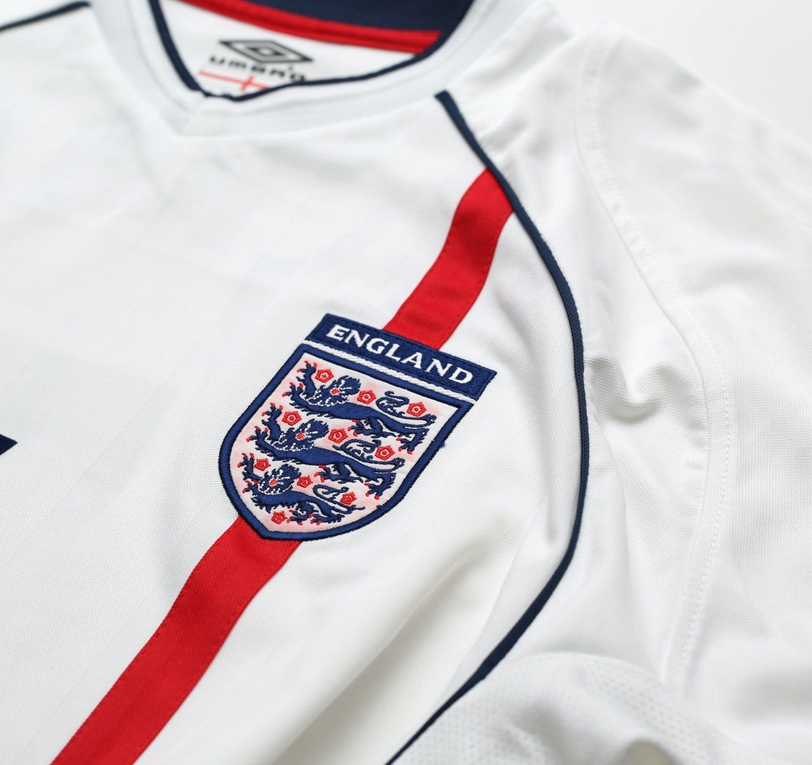 2001/03 BECKHAM #7 England Vintage Umbro Home Greece Football Shirt (L) WC 2002