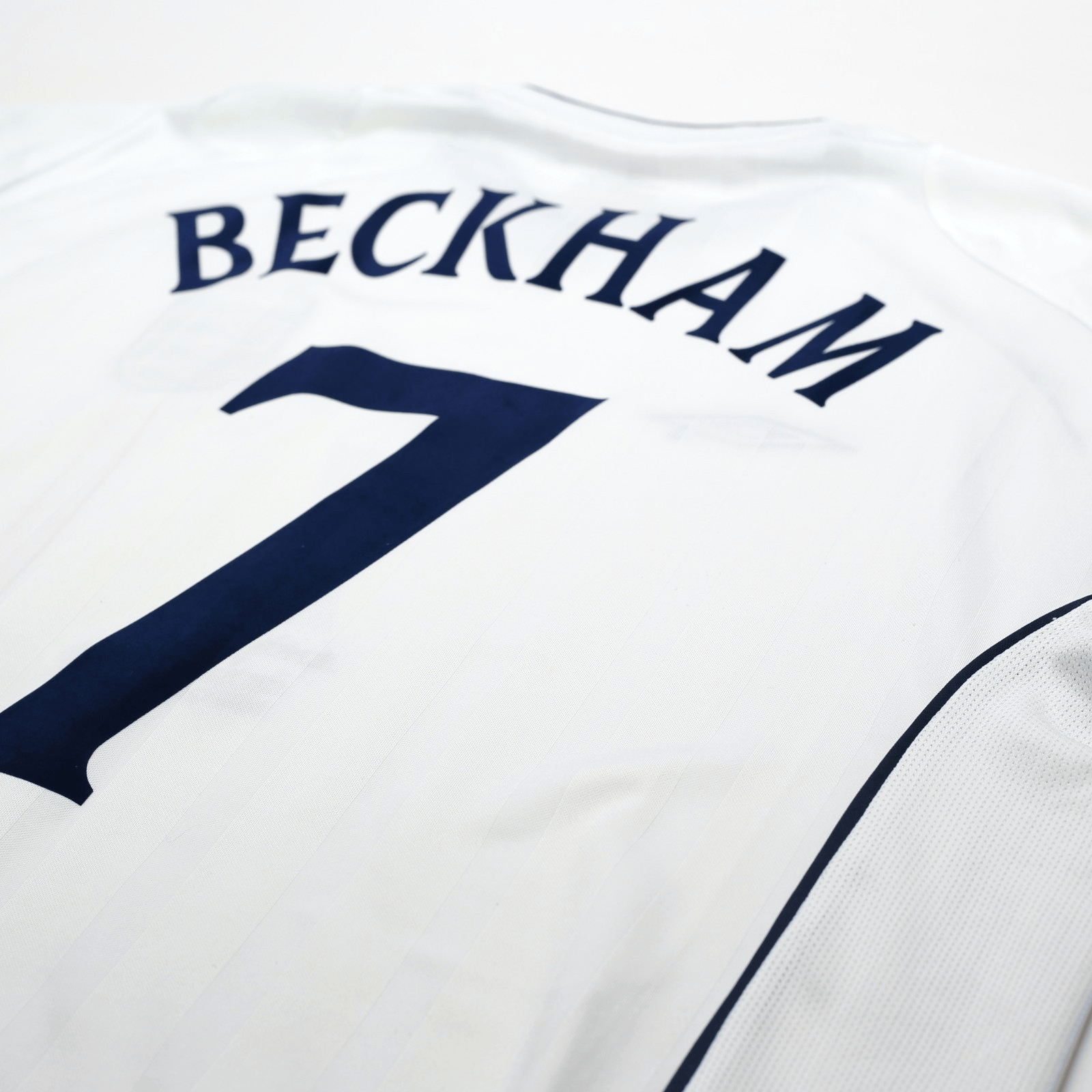2001/03 Beckham #7 England Vintage Umbro Home Greece Football Shirt (XL) 2002 WC