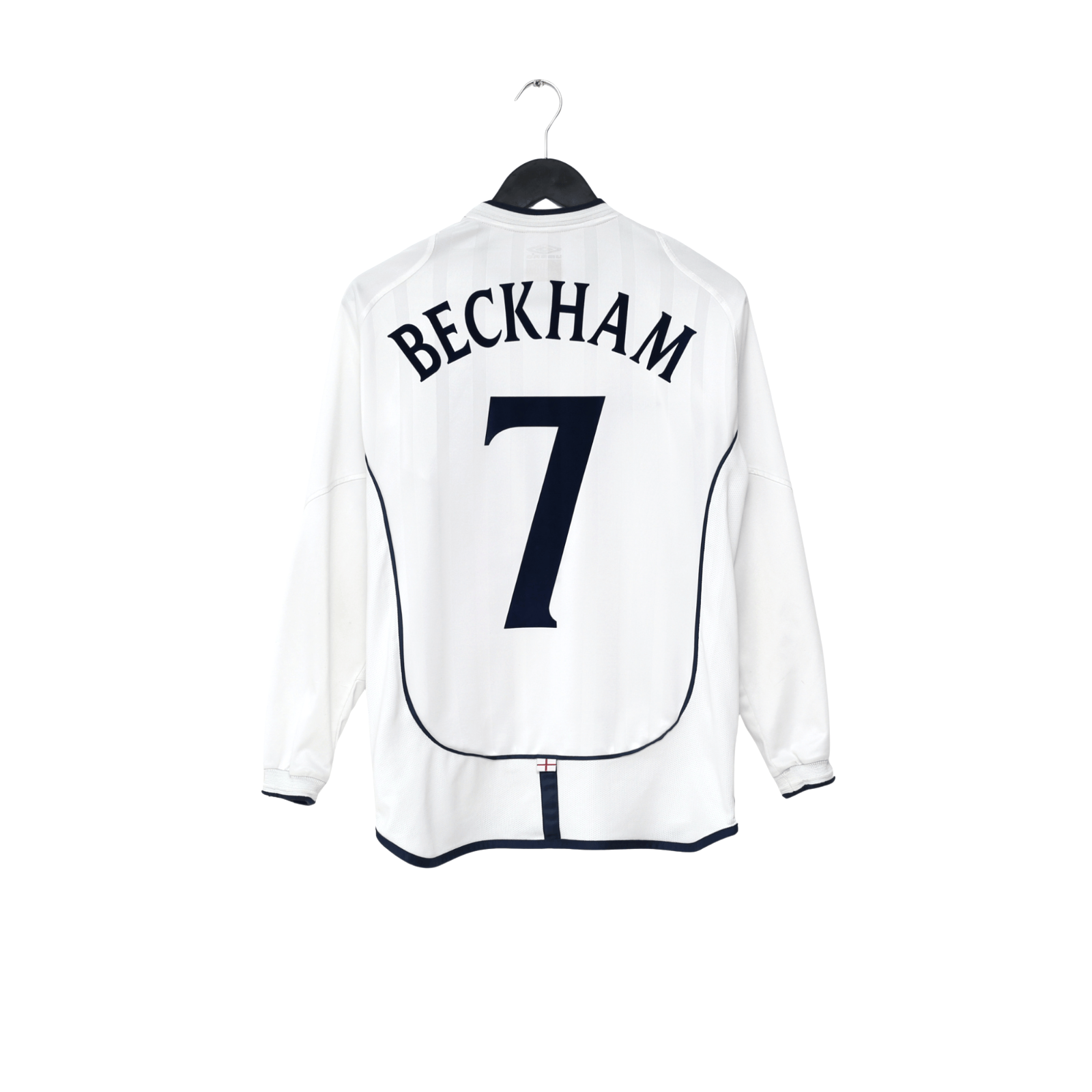 2001/03 Beckham #7 England Vintage Umbro L/S Home Greece Football Shirt (S)