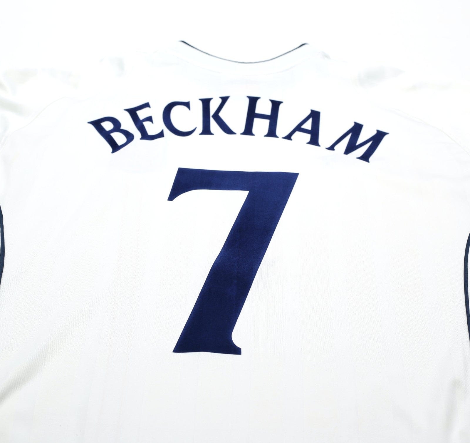 2001/03 BECKHAM #7 England Vintage Umbro LS Home Greece Football Shirt (L) 2002