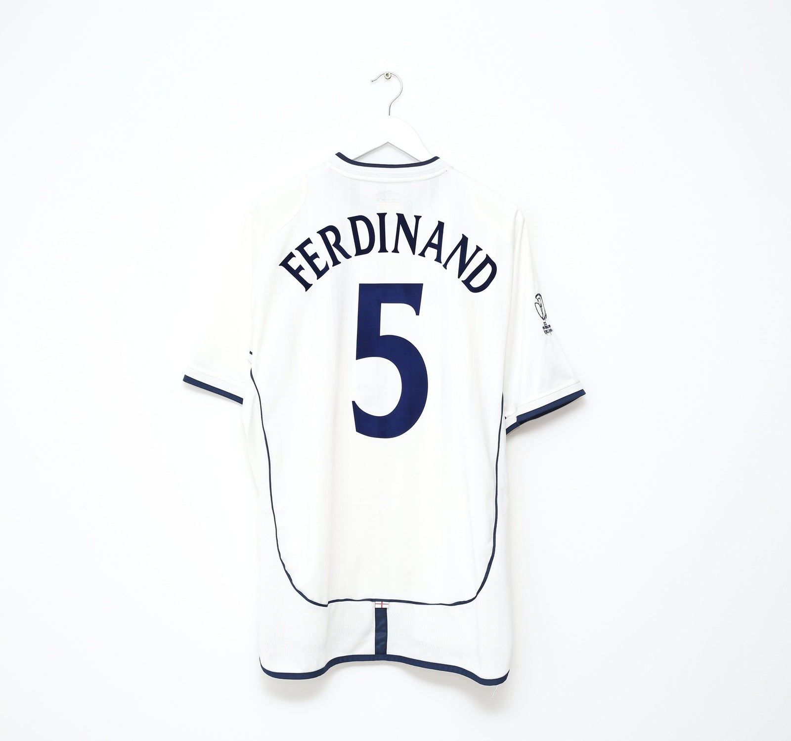 2001/03 FERDINAND #5 England Vintage Umbro Home Football Shirt (XL) 2002 BRAZIL