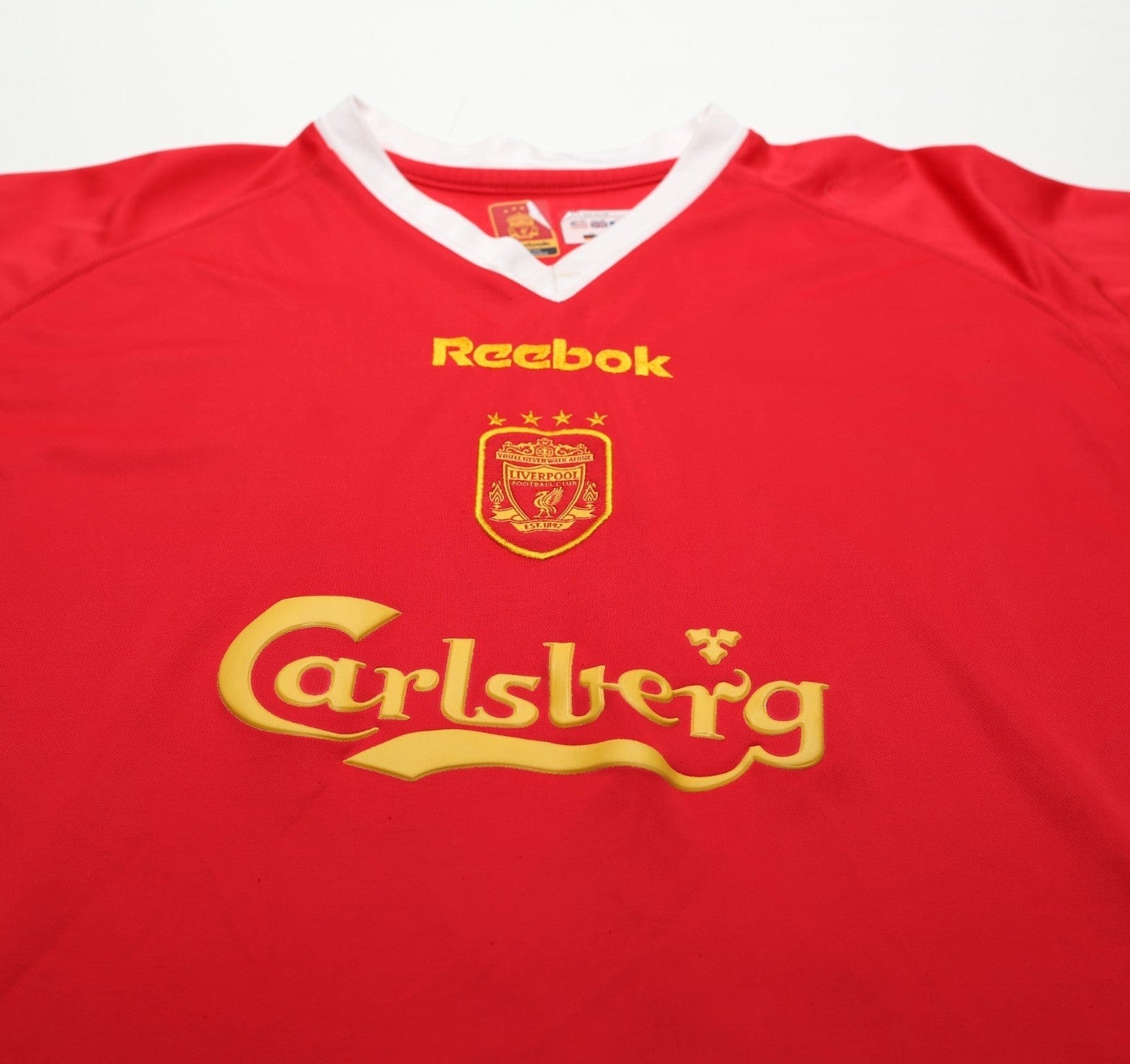 2001/03 GERRARD #17 Liverpool Vintage Reebok European Home Football Shirt (XL)