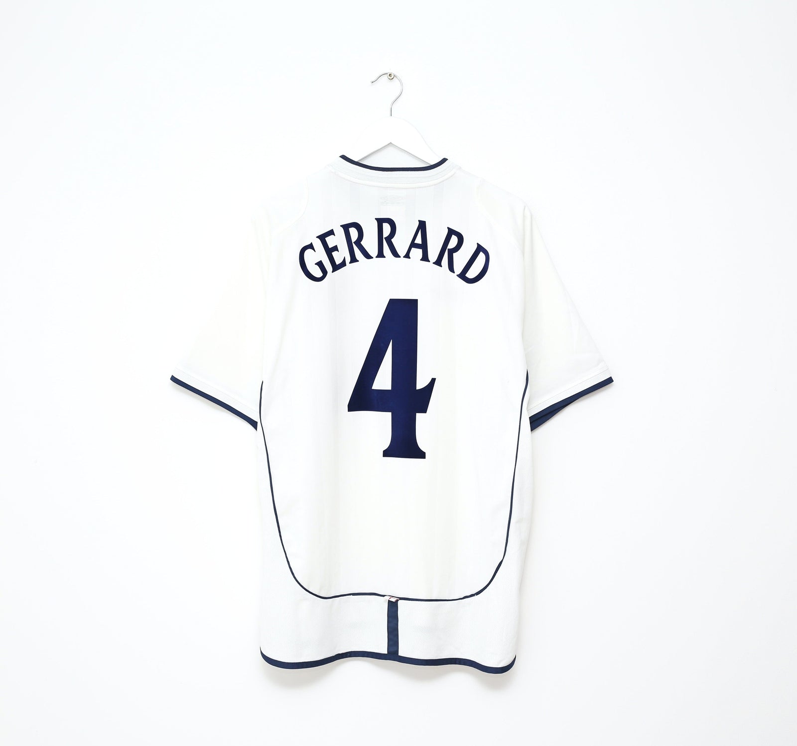 2001/03 GERRARD #4 England Vintage Umbro Home Greece Football Shirt (XL) WC 2002