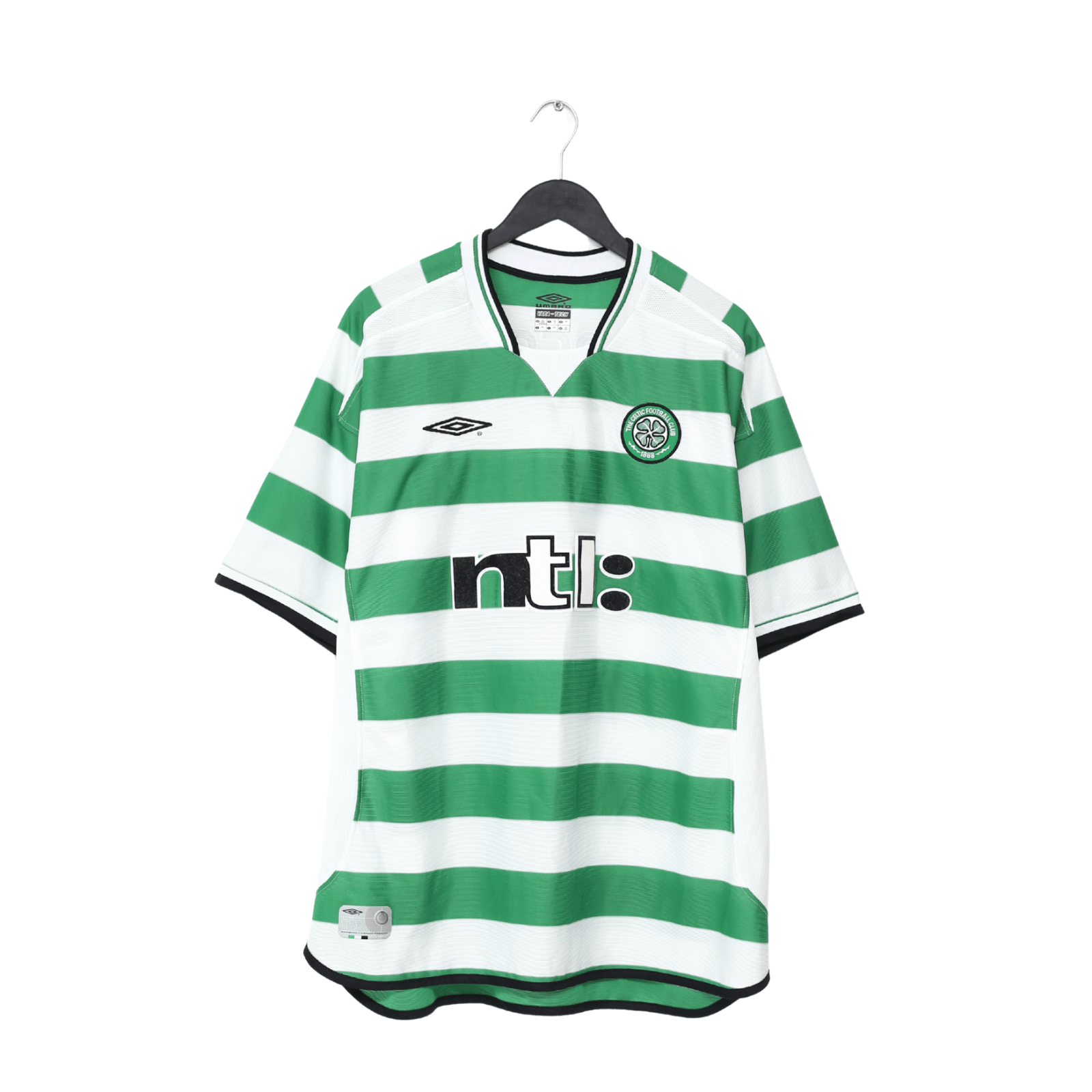 2001/03 LARSSON #7 Celtic Umbro European Home Football Shirt (XXL)