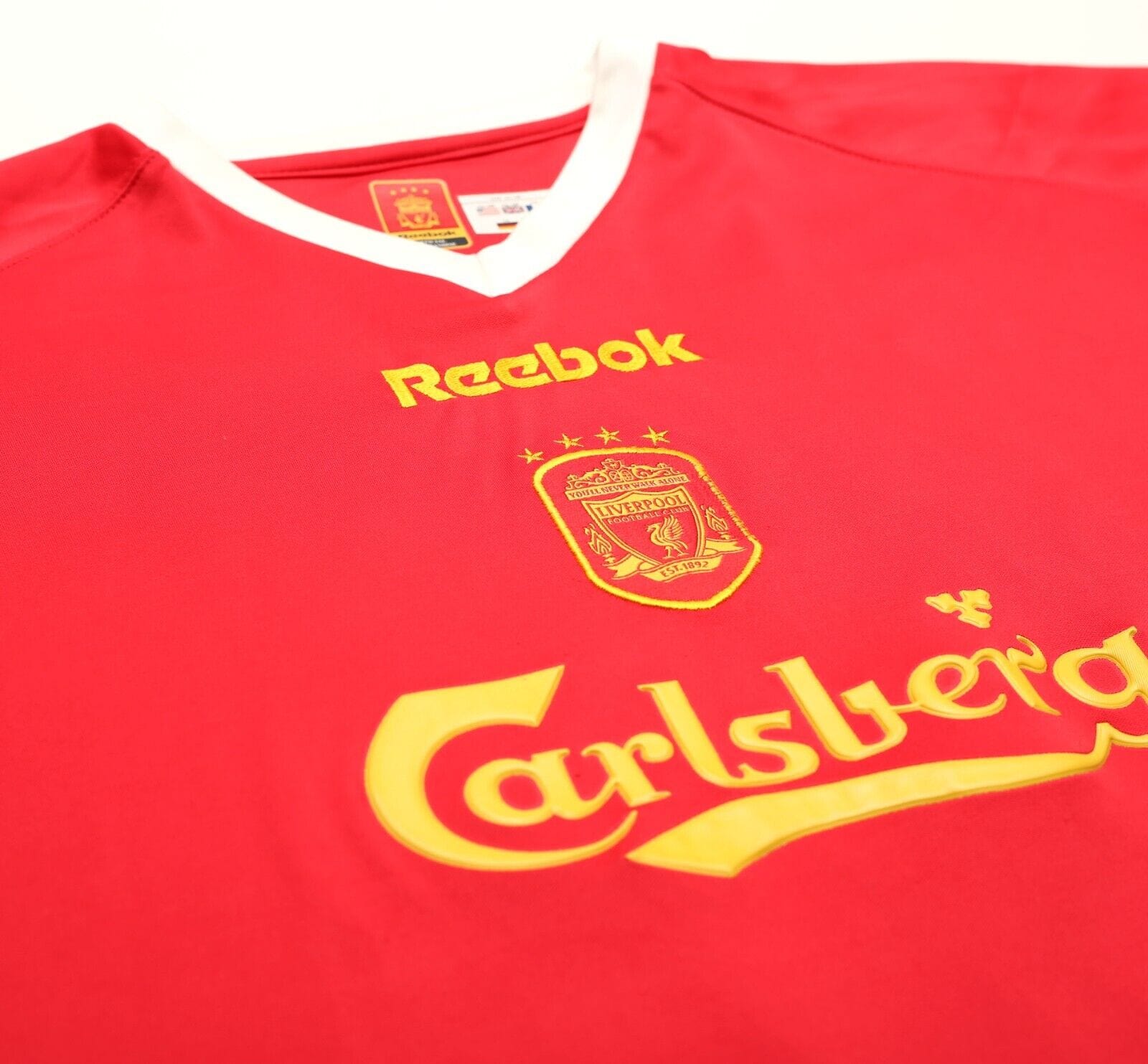 2001/03 LITMANEN #37 Liverpool Vintage Reebok UCL Home Football Shirt (XL)