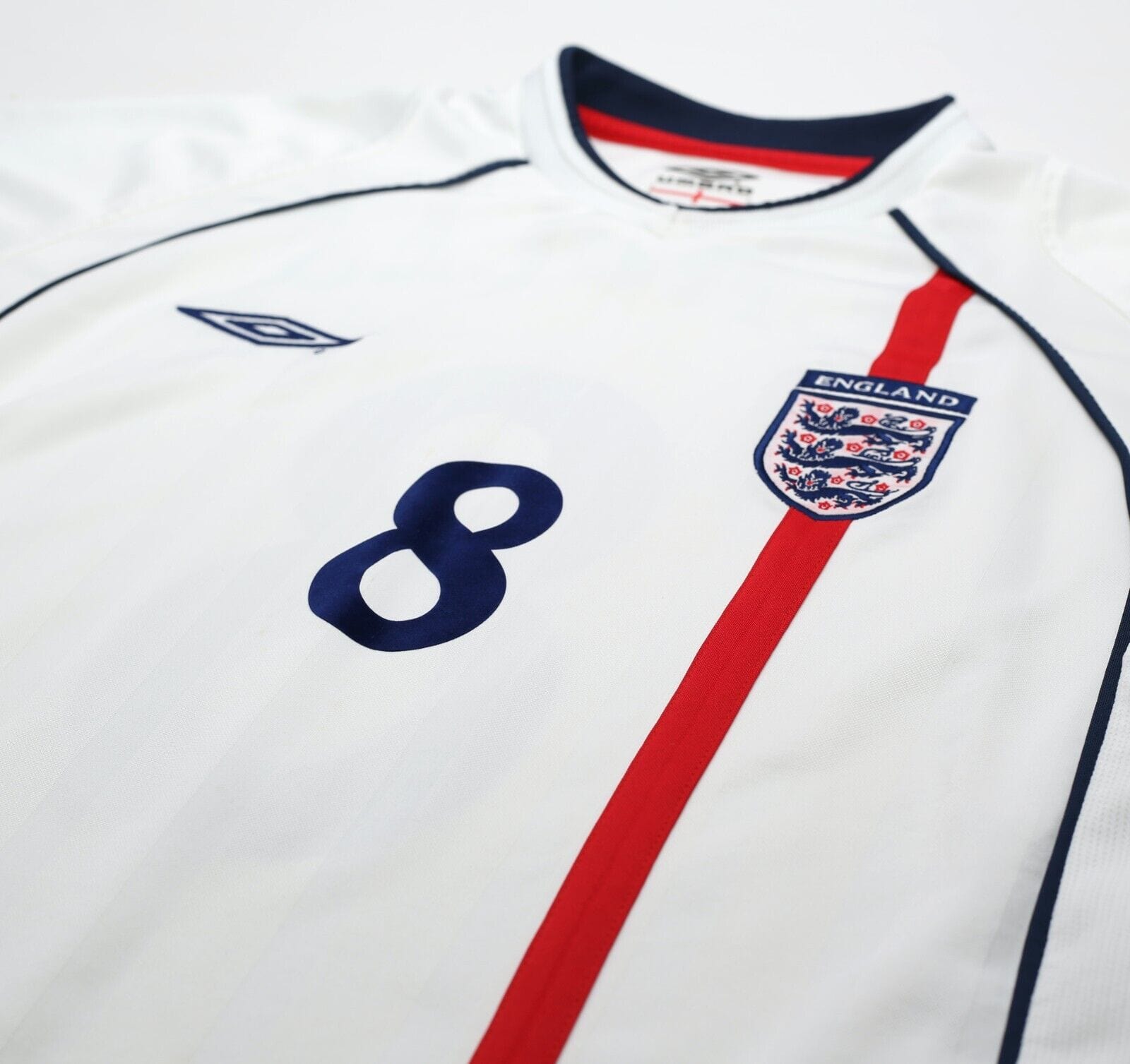 2001/03 SCHOLES #8 England Vintage Umbro Home Football Shirt (L) World Cup 2002