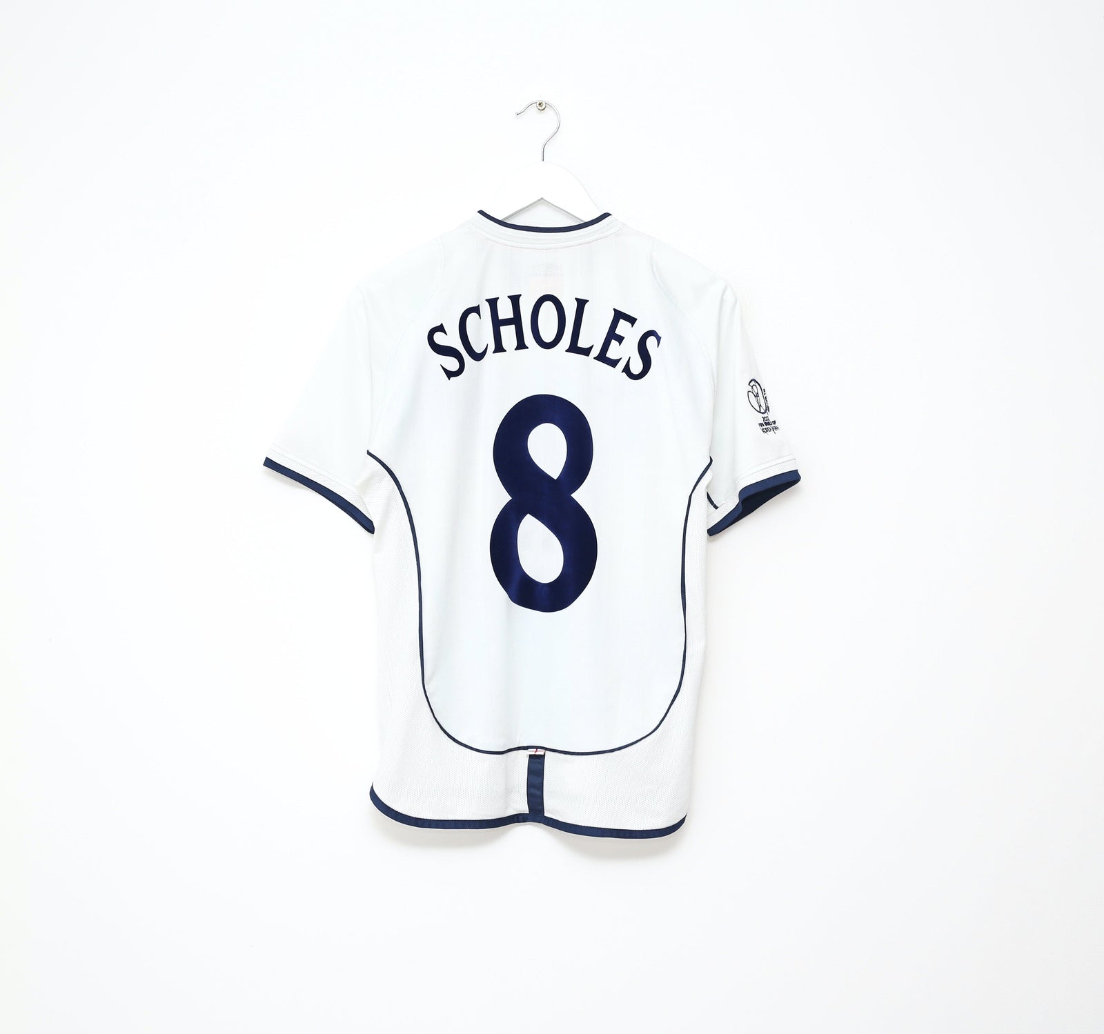 2001/03 SCHOLES #8 England Vintage Umbro Home Football Shirt (S) WC 2002 BRAZIL