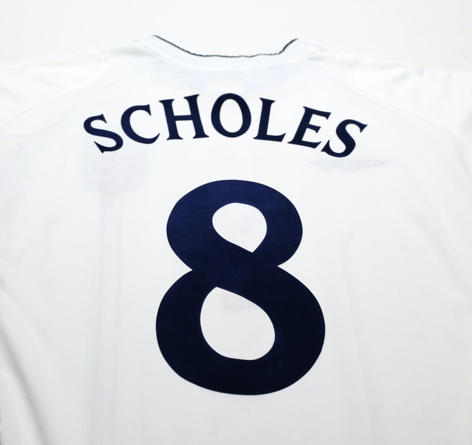 2001/03 SCHOLES #8 England Vintage Umbro Home Greece Football Shirt (L) WC 2002