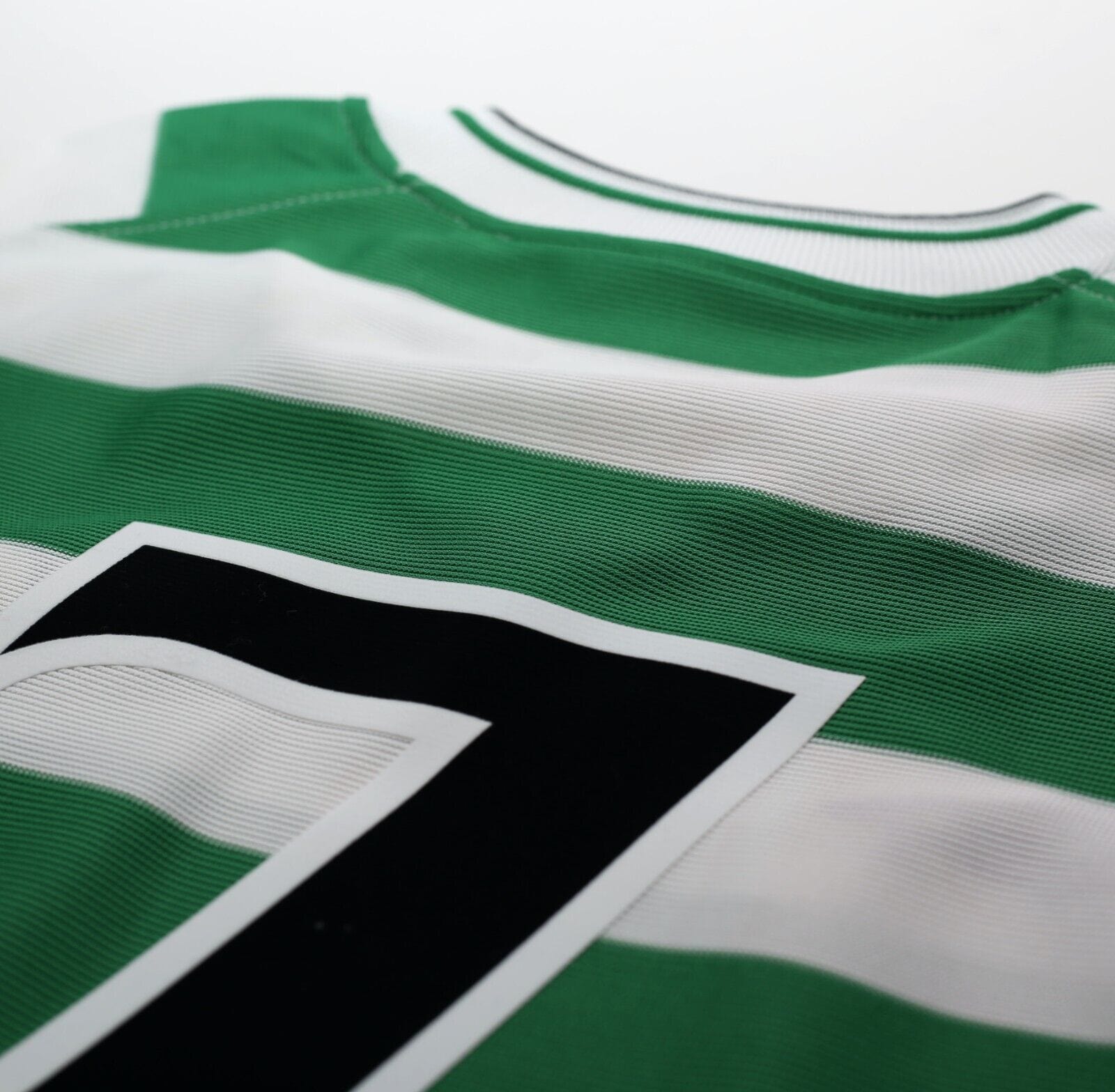 2001 LARSSON #7 Celtic Umbro Home Football Shirt (L) TOM BOYD TESTIMONIAL