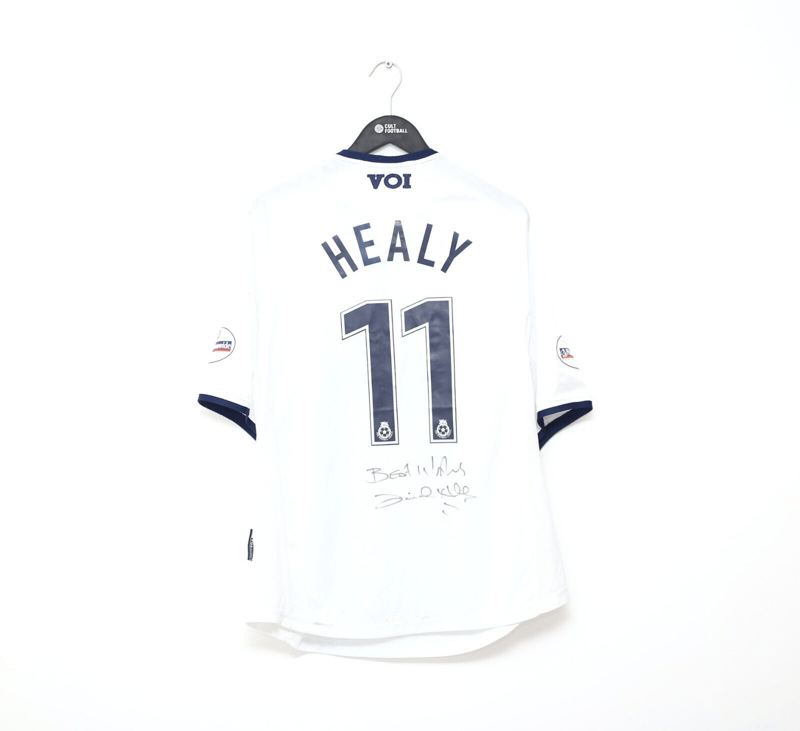 2002/03 David HEALY #11 Preston North End MATCH WORN Home Football Shirt (L)