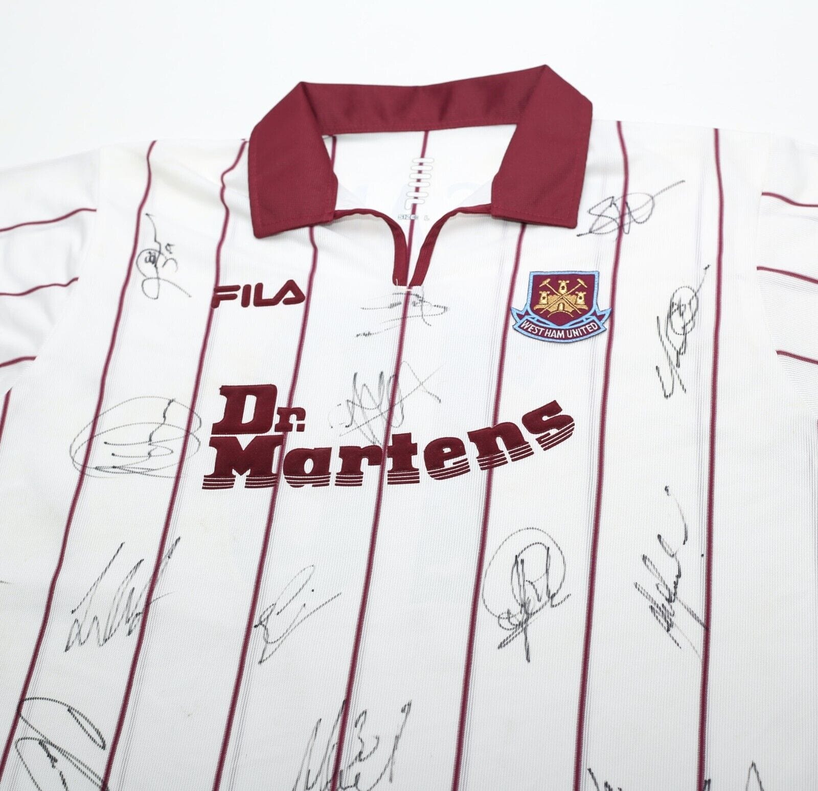 2002/03 DI CANIO #10 West Ham United FILA Away SIGNED Football Shirt (L) BNWOT