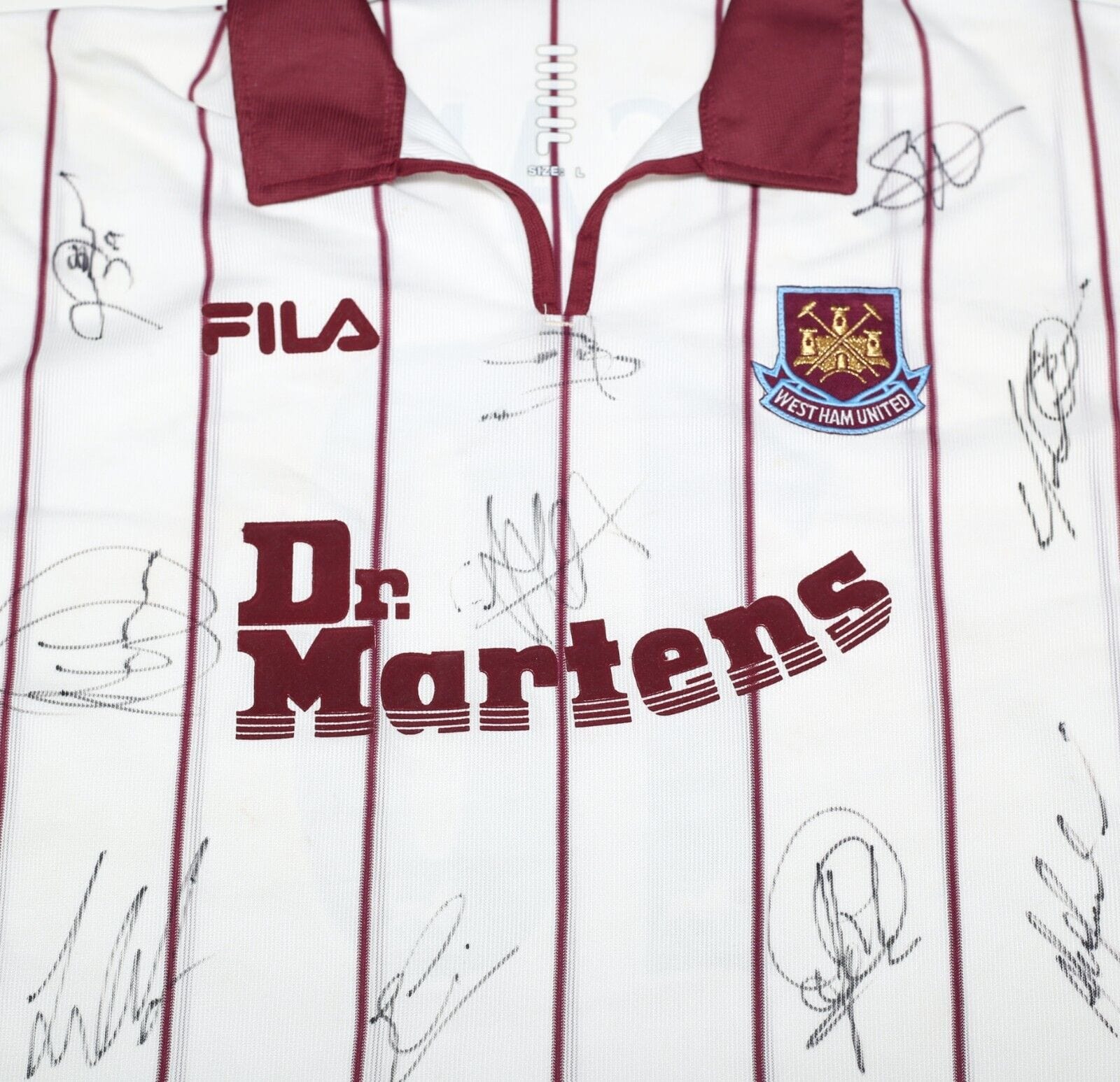 2002/03 DI CANIO #10 West Ham United FILA Away SIGNED Football Shirt (L) BNWOT