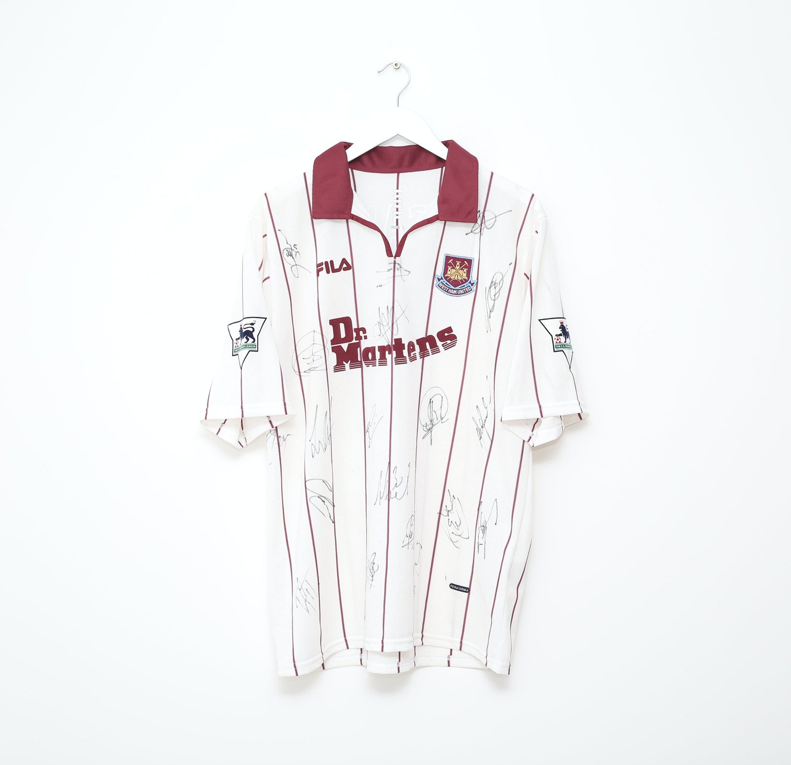 2002/03 DI CANIO #10 West Ham United FILA Away SIGNED Football Shirt (L) BNWOT