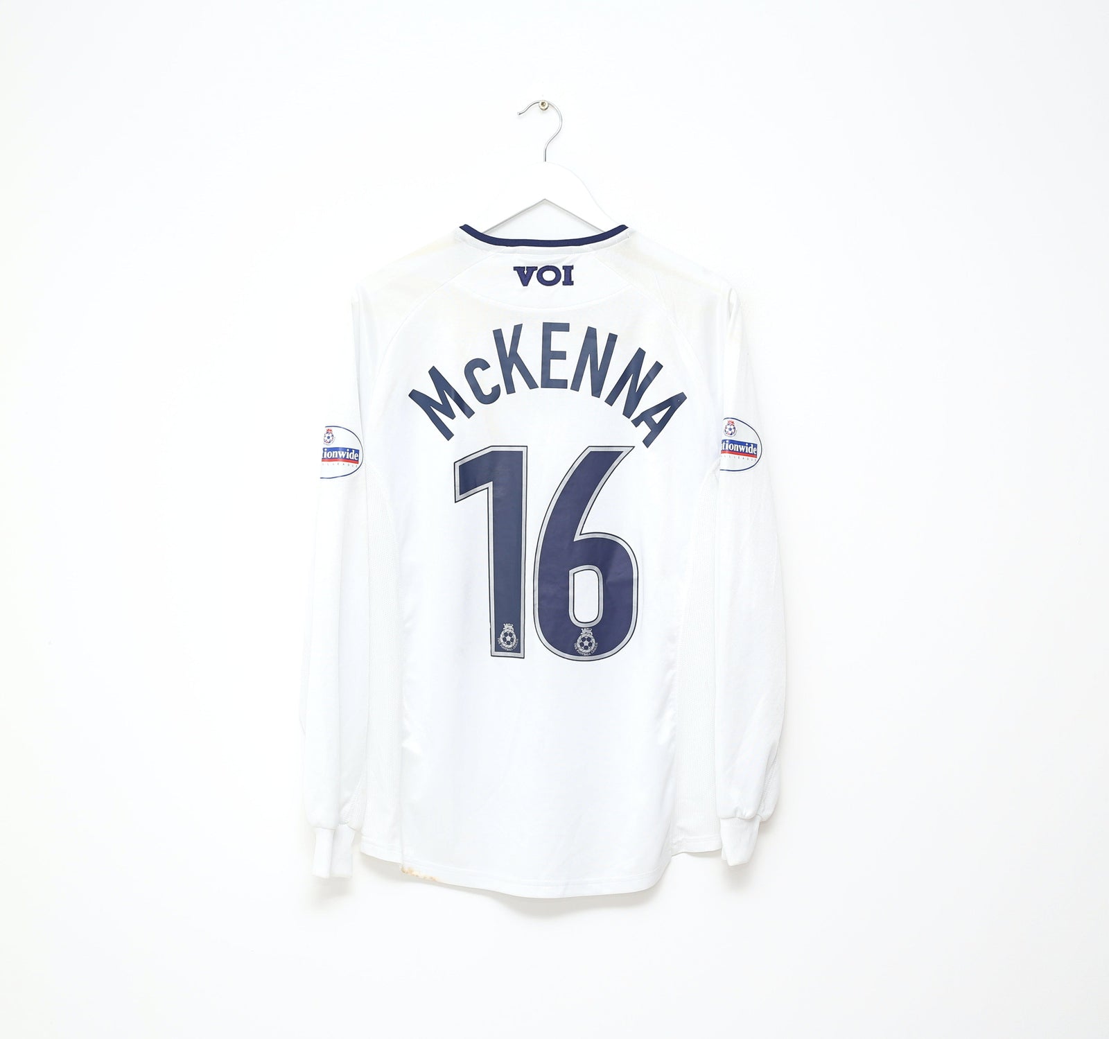 2002/03 MCKENNA #16 Preston North End VOI Home LS Football Shirt (L) Matchworn