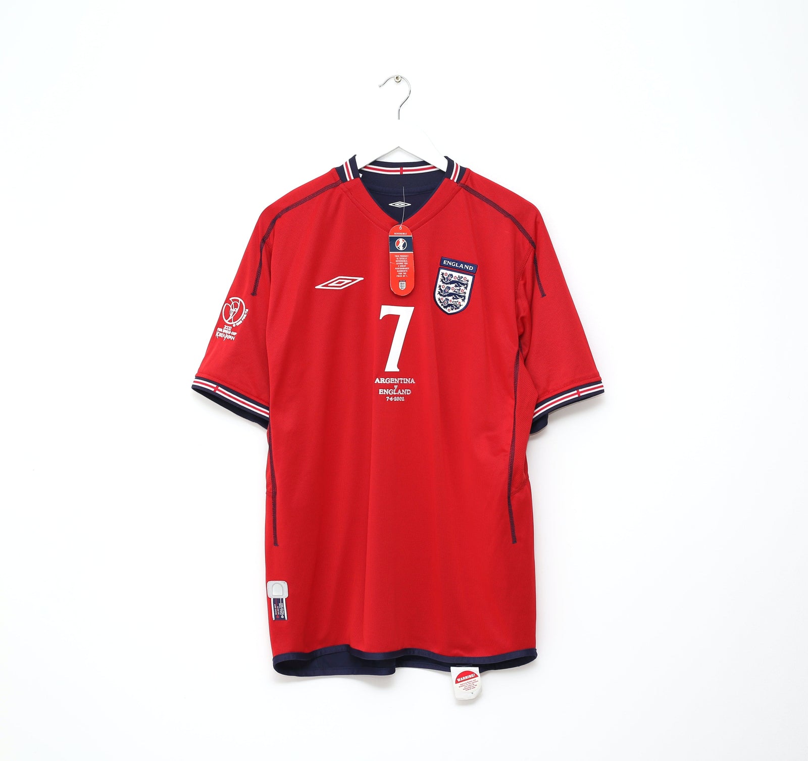 2002/04 BECKHAM #7 England Vintage Umbro Away Football Shirt (L) Argentina BNWT