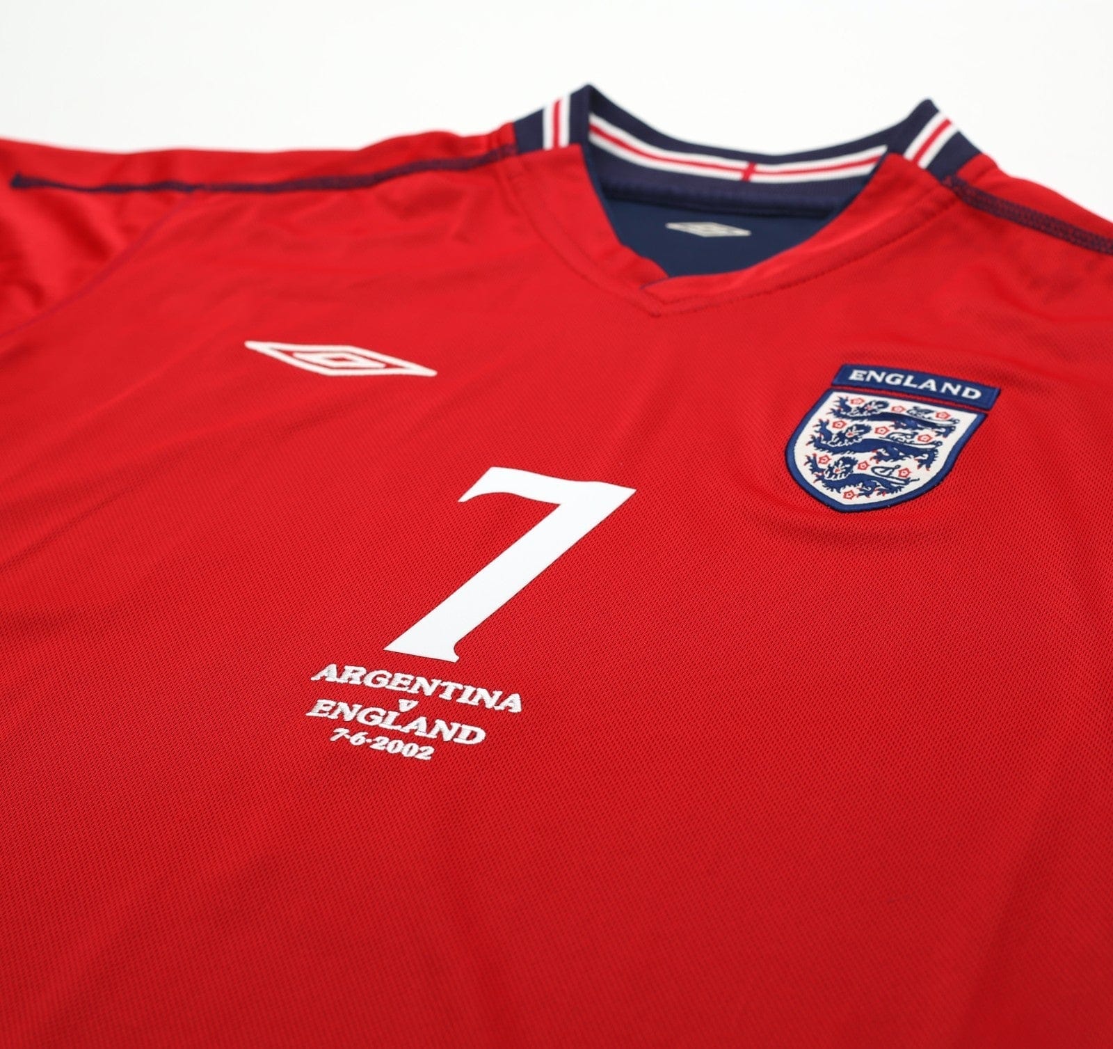 2002/04 BECKHAM #7 England Vintage Umbro Away Football Shirt (L) Argentina WC