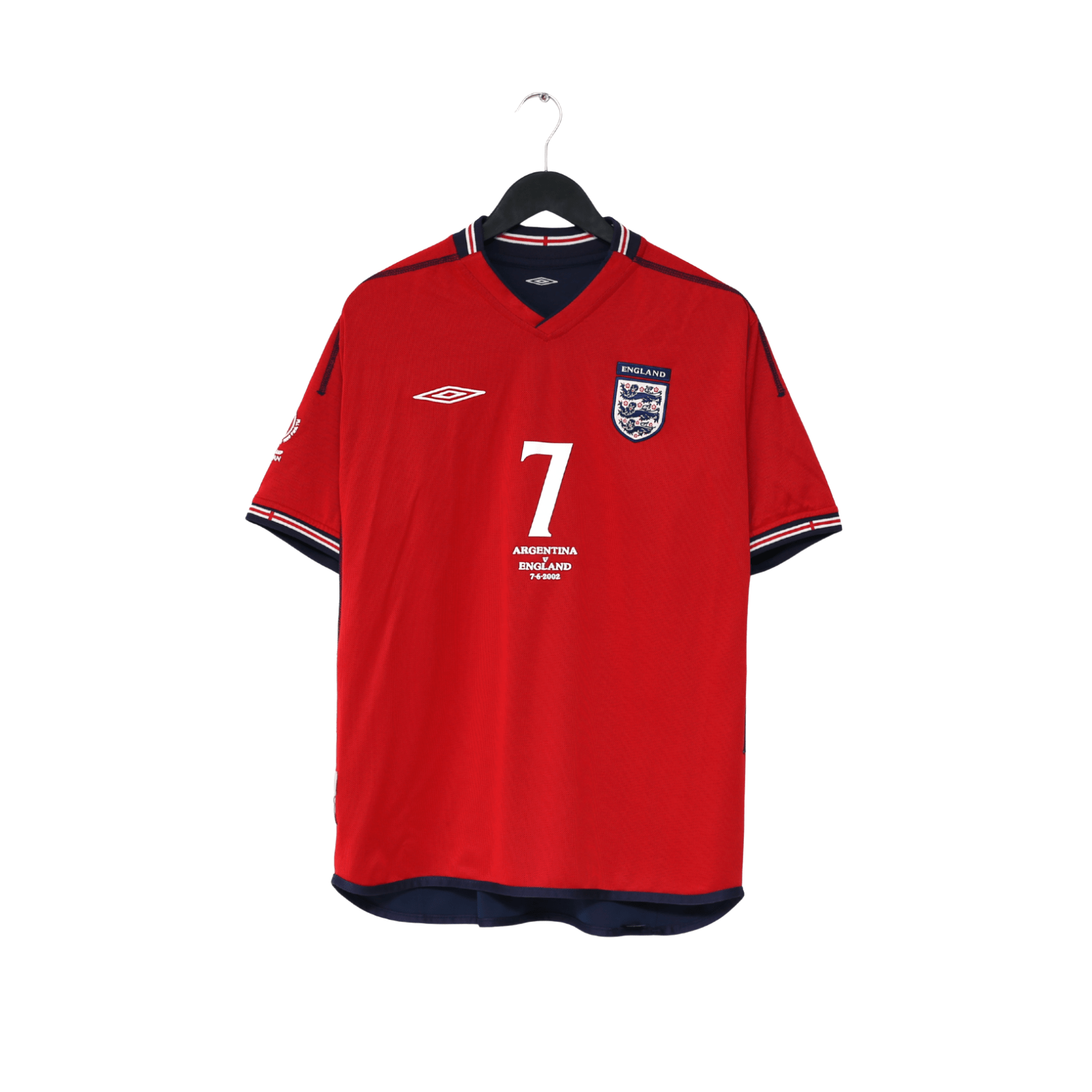 2002/04 BECKHAM #7 England Vintage Umbro Away Football Shirt (L) Argentina WC