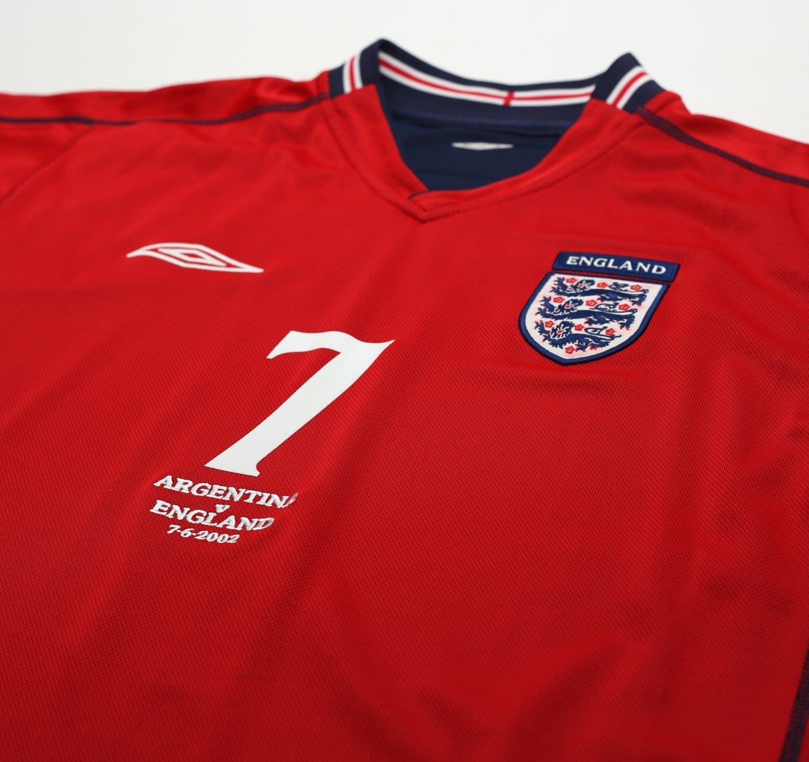 2002/04 BECKHAM #7 England Vintage Umbro Away Football Shirt (L) Argentina WC